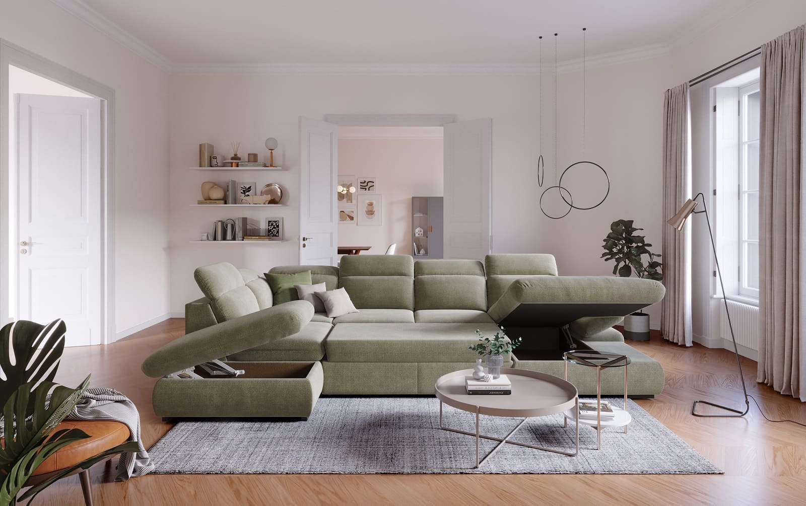 Lorena Wohnlandschaft mit Schlaffunktion und Bettkasten - Cotta