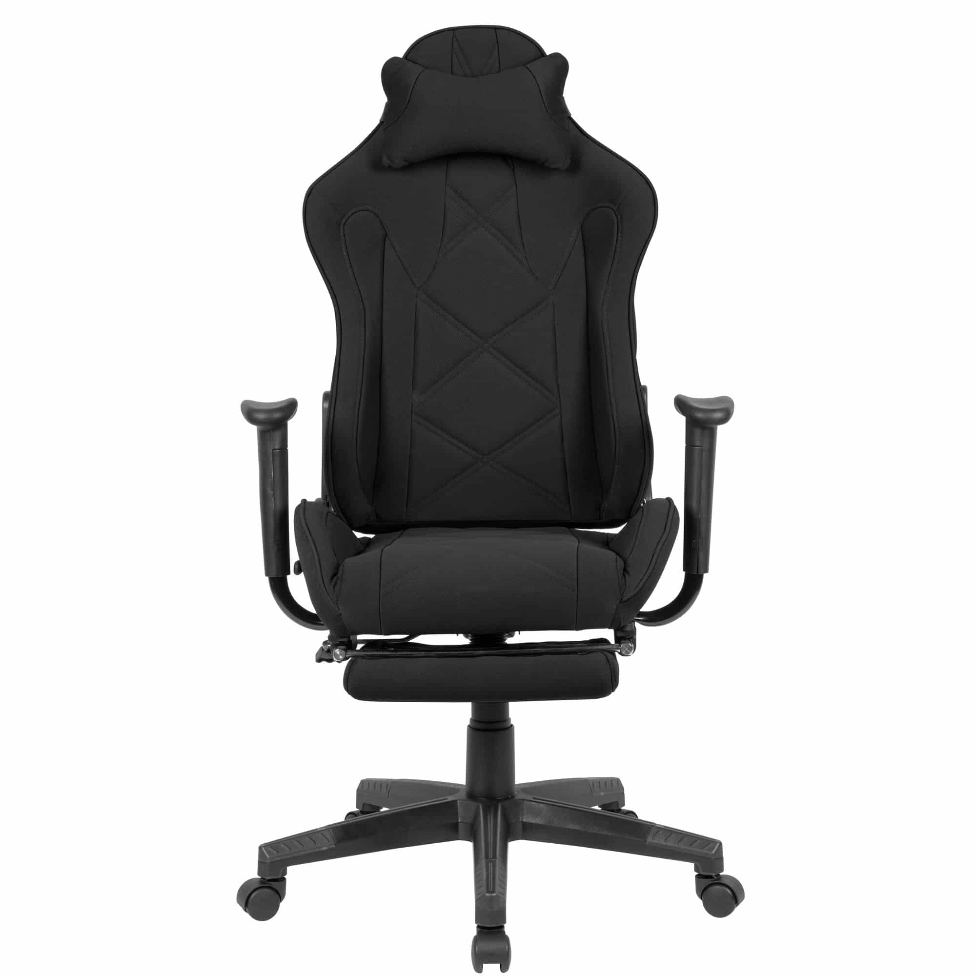 Gaming-Schreibtischstuhl Bezug Stoff Schwarz Drehstuhl bis 120 kg Gaming-Schreibtischstuhl Bezug Stoff Schwarz Drehstuhl bis 120 kg
