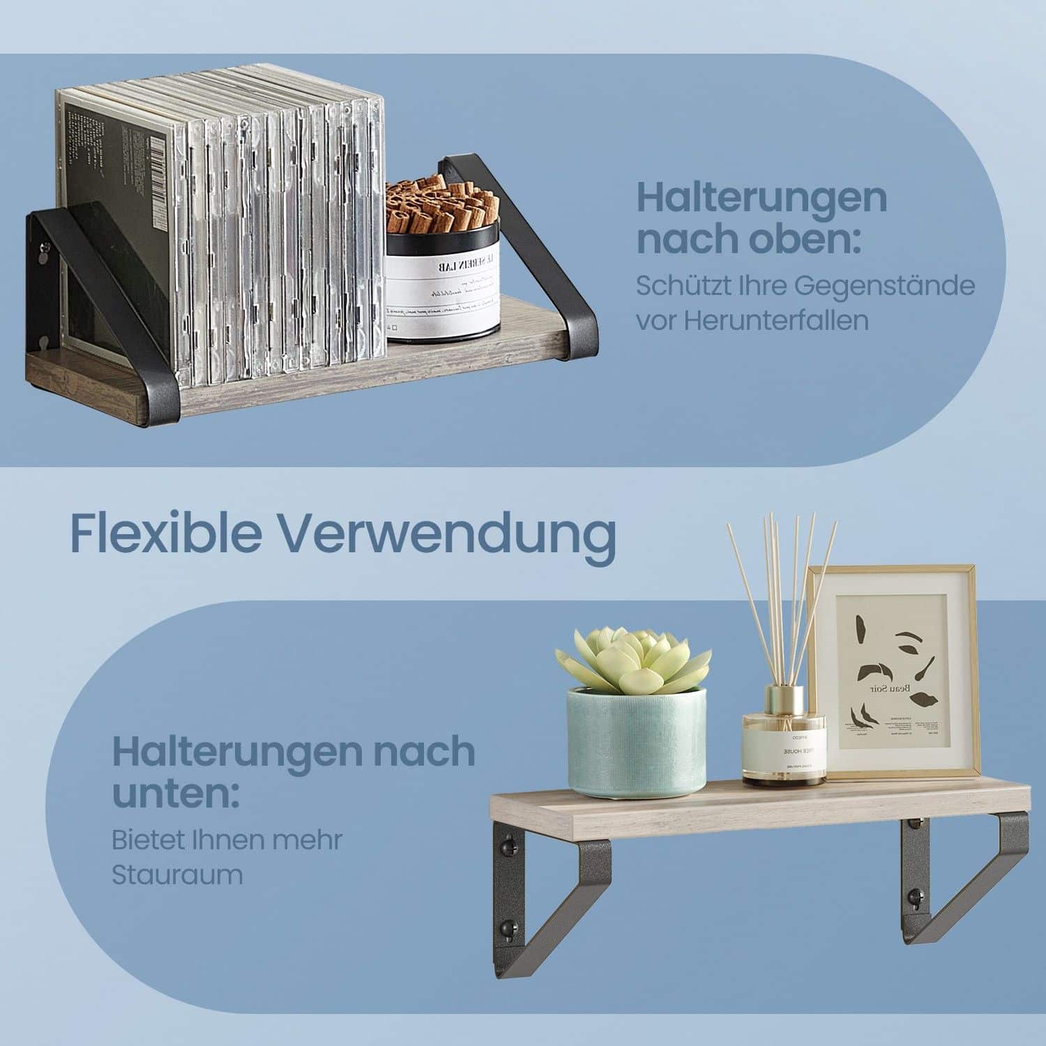 VASAGLE Wandregal, Schweberegal, 3er Set