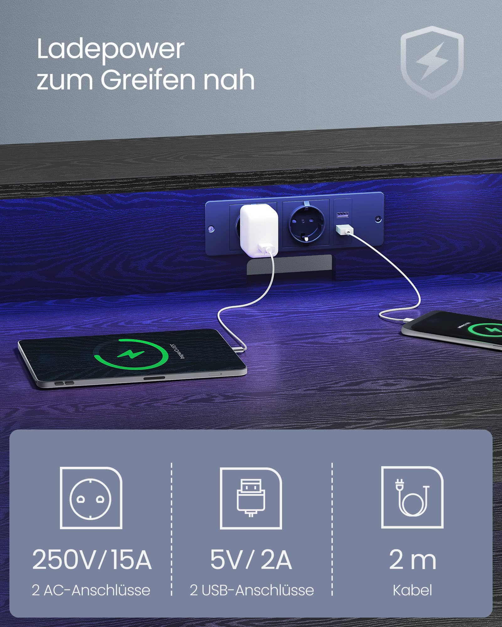 Schreibtisch mit Monitorständer 55 x 135 x 76 cm ebenholzschwarz