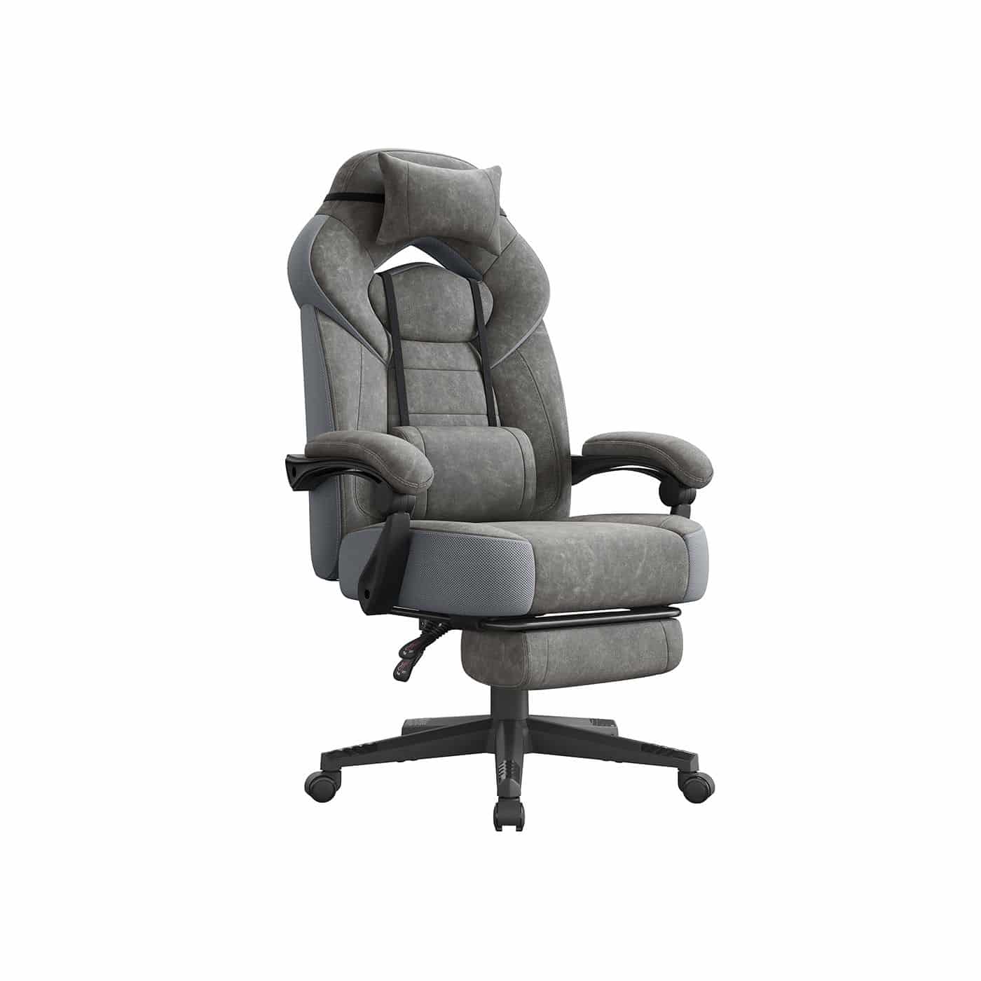 Gaming-Stuhl mit Fußstütze und verstellbarem Kopfkissen schiefergrau Gaming-Stuhl mit Fußstütze und verstellbarem Kopfkissen schiefergrau