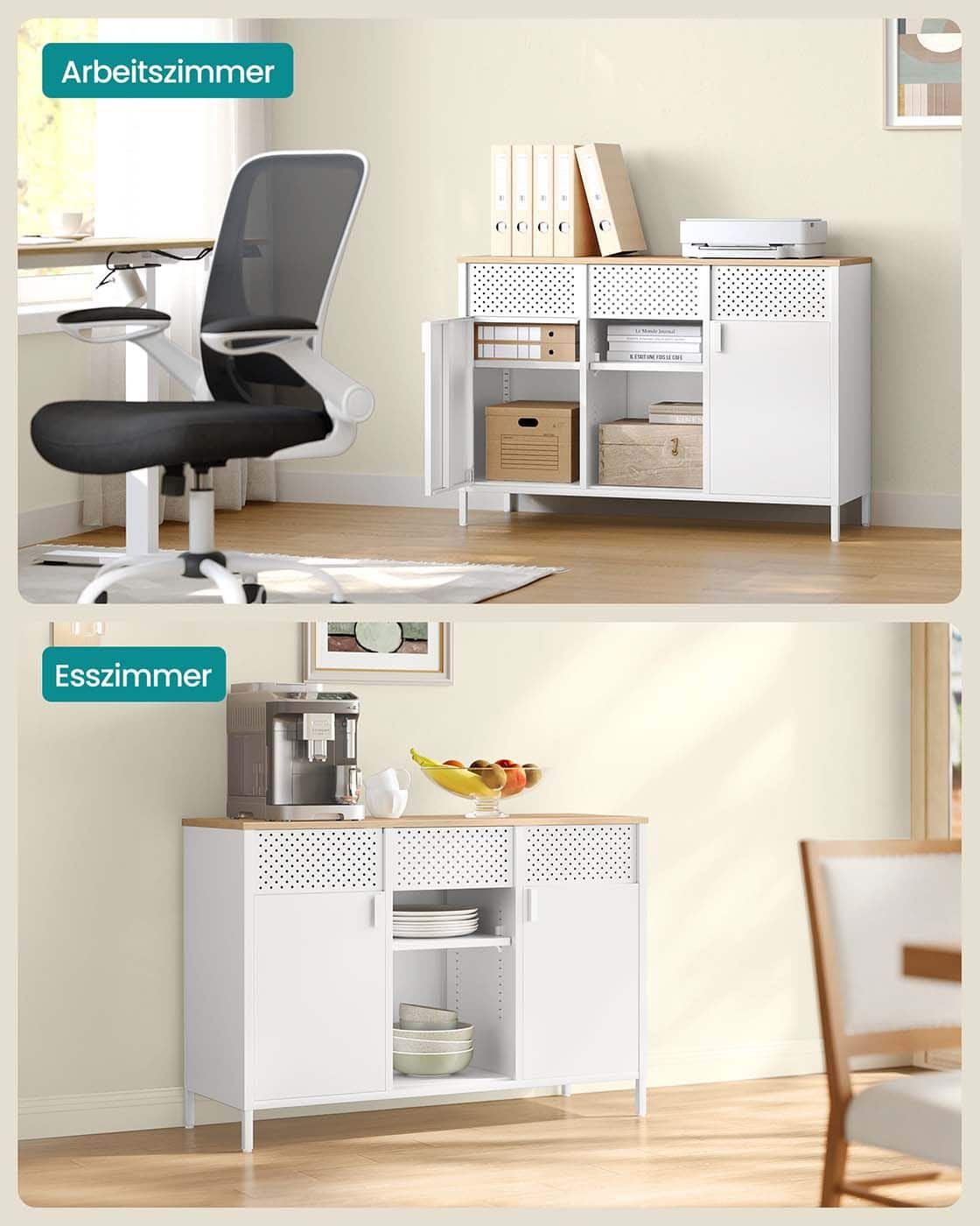 Metallschrank mit verstellbaren Böden und Magnetverschluss