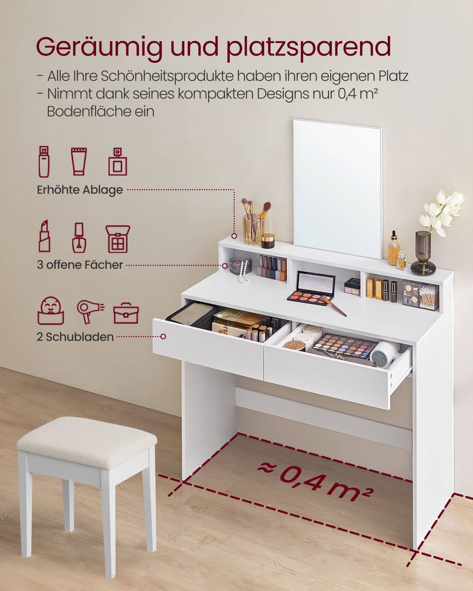 Schminktisch mit großem Spiegel modern weiß Schminktisch mit großem Spiegel modern weiß