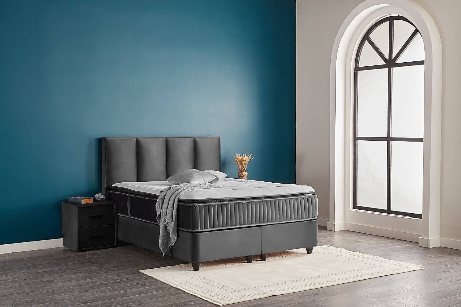 Boxspringbett Nora Grau mit Bettkasten – ABC Bedding Boxspringbett Nora Grau mit Bettkasten – ABC Bedding