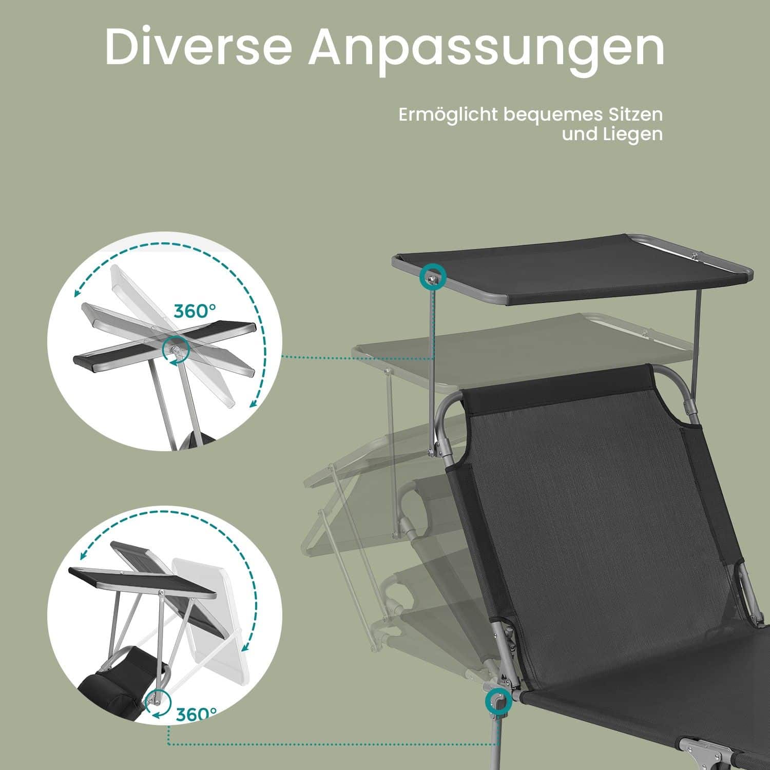 Sonnenliege, klappbarer Liegestuhl, 53 x 193 x 29 cm Sonnenliege, klappbarer Liegestuhl, 53 x 193 x 29 cm