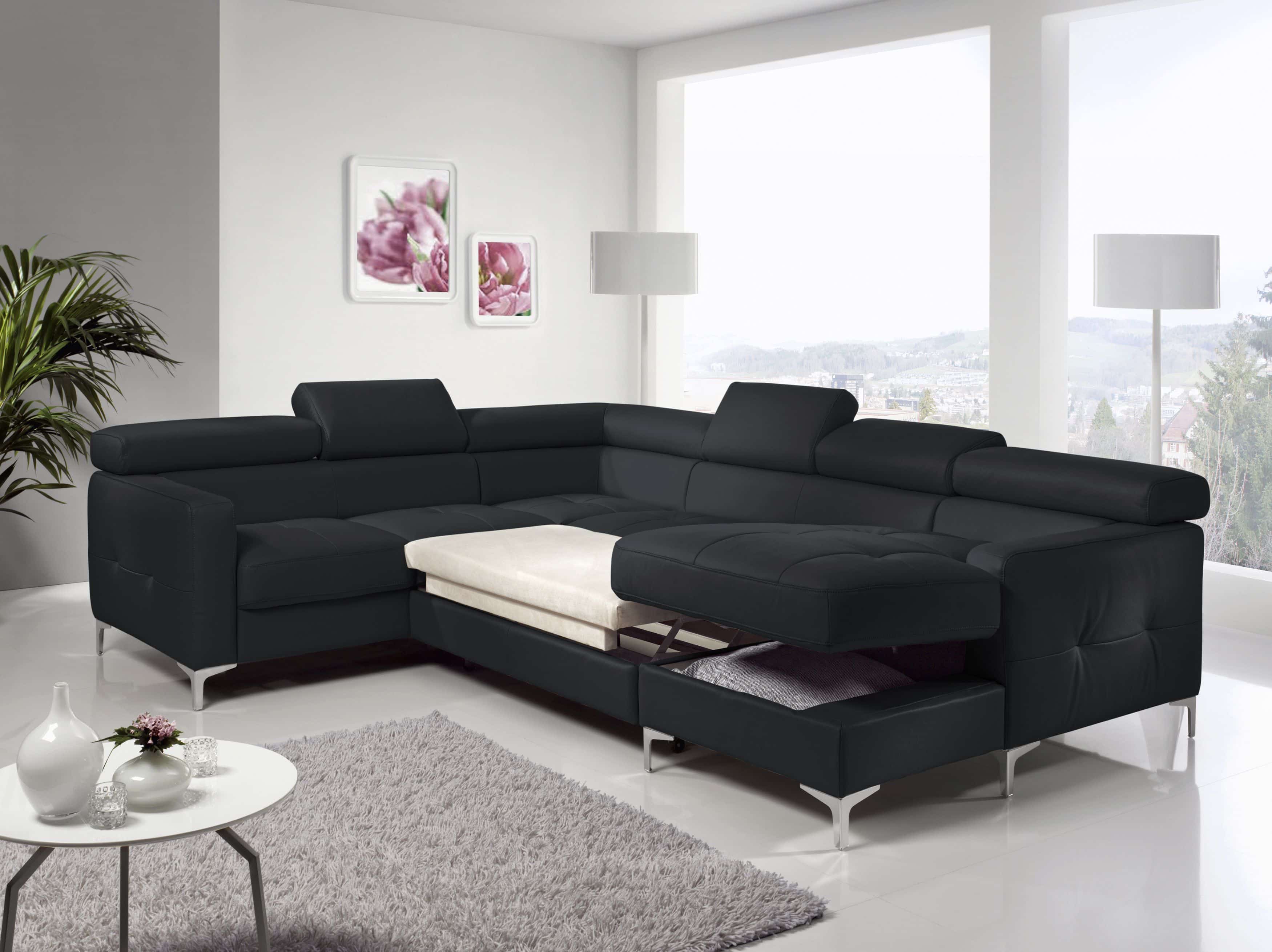 Echtleder Wohnlandschaft Sammy mit Schlaffunktion & Bettkasten - Cotta Echtleder Wohnlandschaft Sammy mit Schlaffunktion & Bettkasten - Cotta