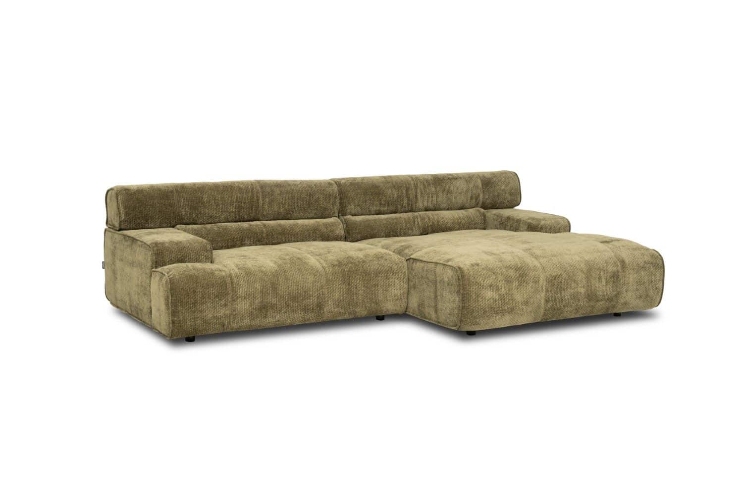 Ecksofa Colosseo Olive – Großzügige Chenille-Couch von designwerk