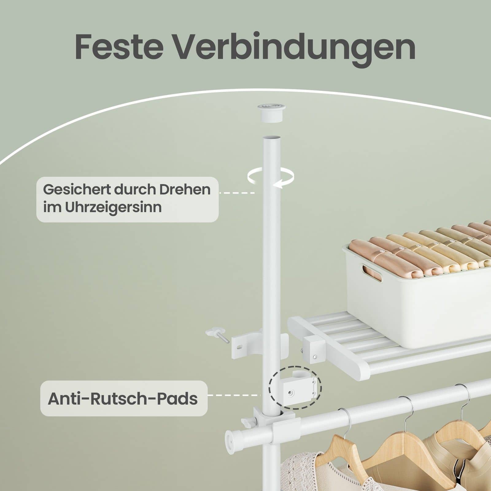 3-stufiger Kleiderständer, höhen- und breitenverstellbar, offene Garderobe mit 6 Kleiderstangen und 3 Ablagen 3-stufiger Kleiderständer, höhen- und breitenverstellbar, offene Garderobe mit 6 Kleiderstangen und 3 Ablagen