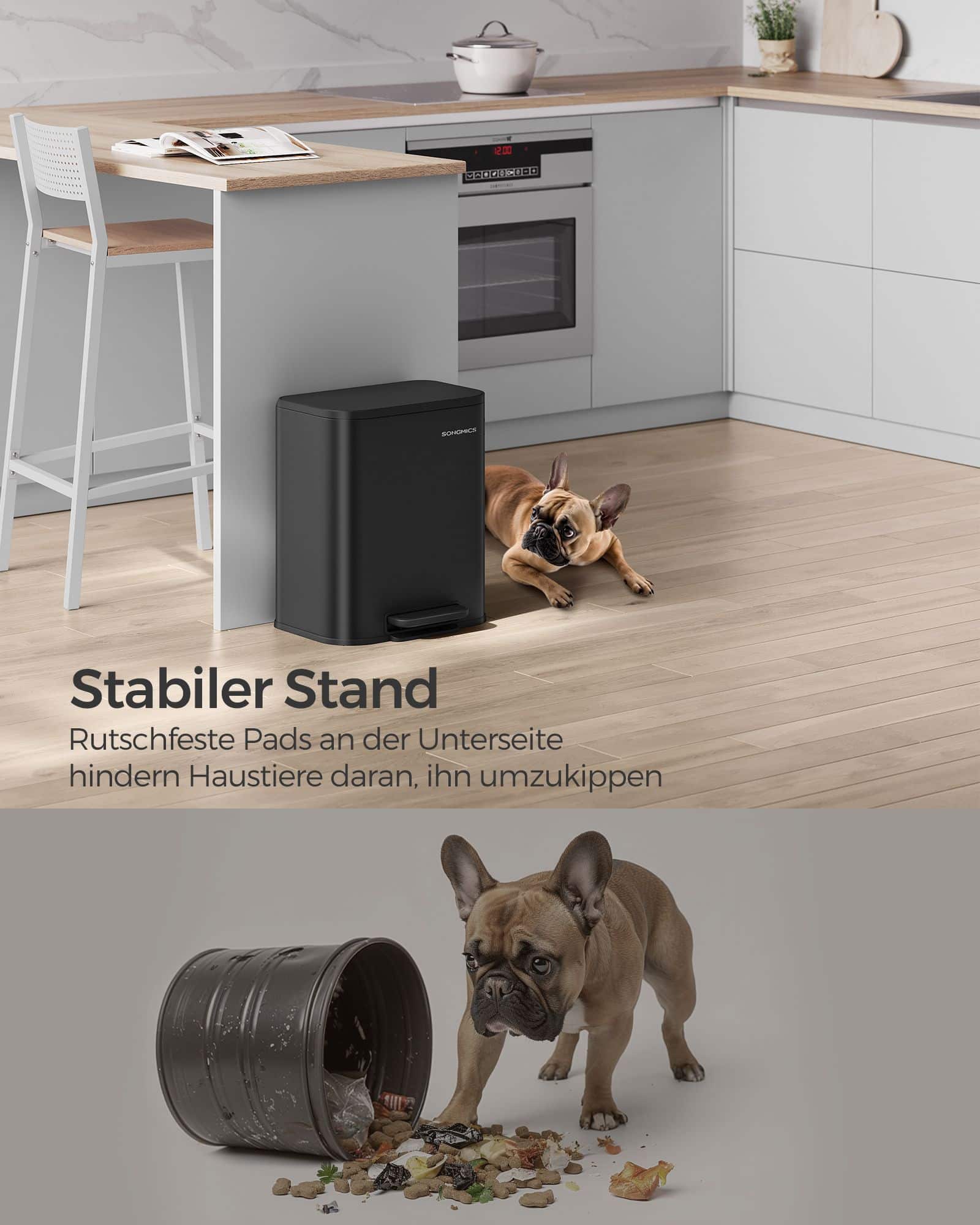 Mülleimer 20 Liter mit Deckel tintenschwarz