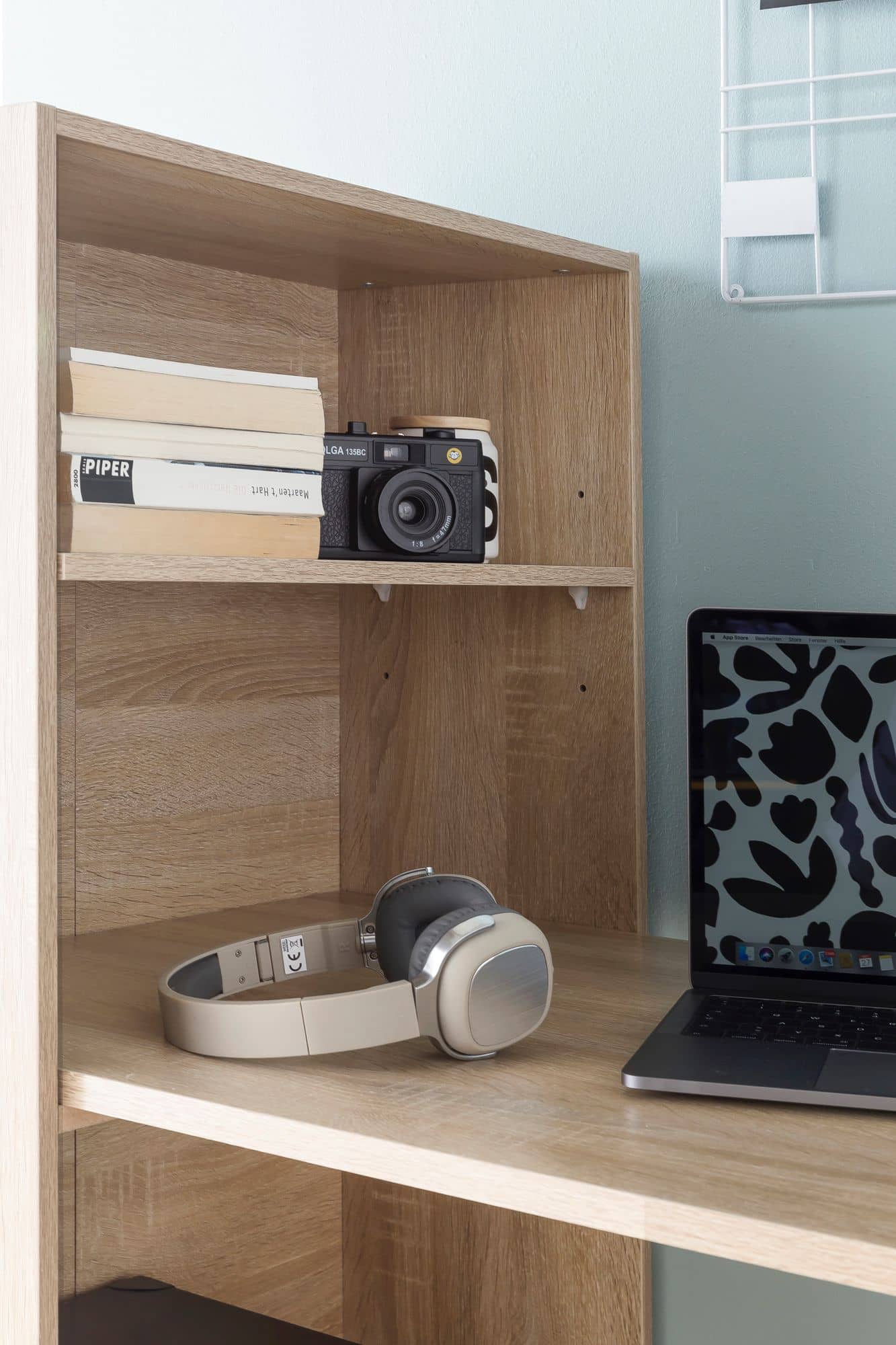 Schreibtisch WL5.693 mit Regal 120 x 120 x 53 cm Sonoma Holz Modern Schreibtisch WL5.693 mit Regal 120 x 120 x 53 cm Sonoma Holz Modern