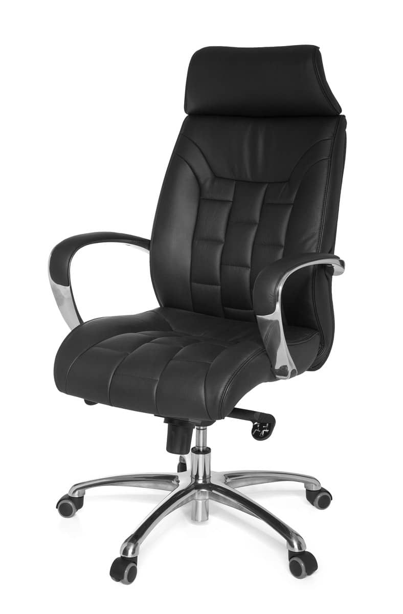 22818-003FDGaiHvZGzSws Bürostuhl Echtleder schwarz bis 120kg Schreibtischstuhl Wippfunktion Chefsessel Armlehnen Drehstuhl X-XL