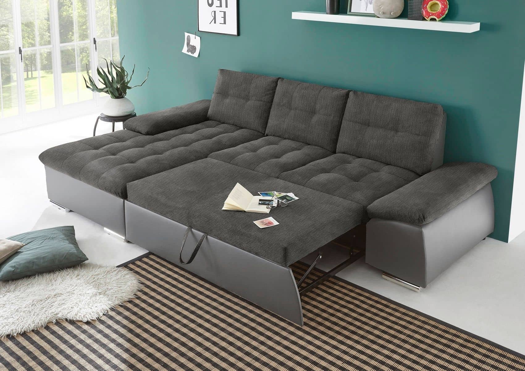 Ecksofa Jakarta Dunkelgrau | Lawa – Modernes Sofa mit Schlaffunktion & verstellbaren Armlehnen Ecksofa Jakarta Dunkelgrau | Lawa – Modernes Sofa mit Schlaffunktion & verstellbaren Armlehnen