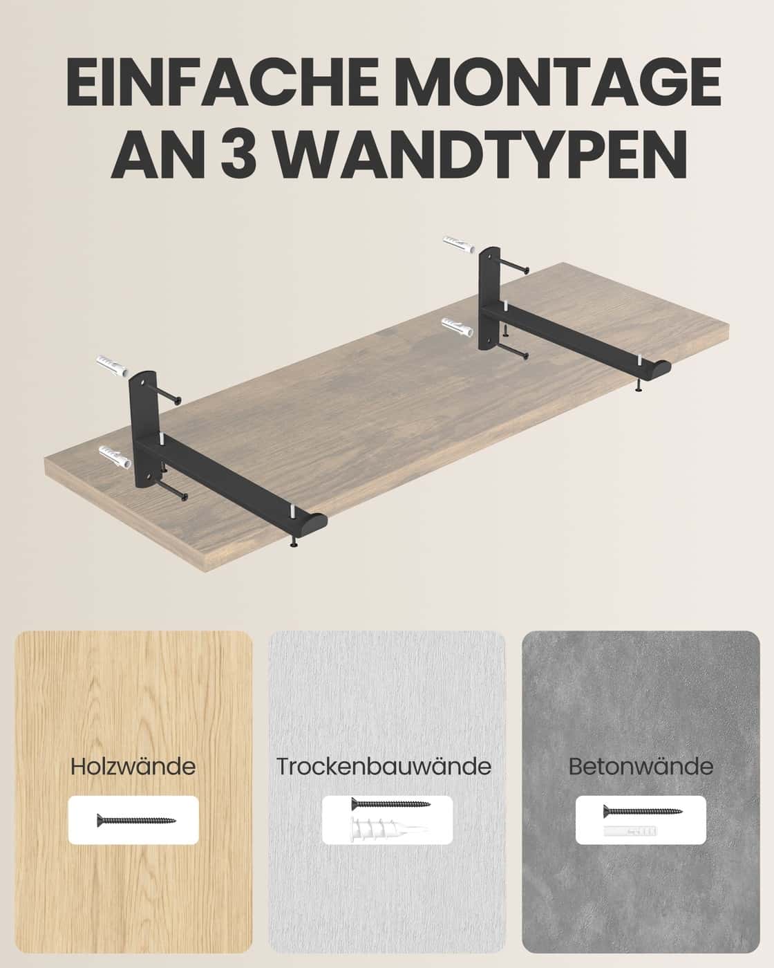 Wandregal 20 x 60 x 7 cm bis zu 10 kg belastbar vintagebraun-Mattschwarz Wandregal 20 x 60 x 7 cm bis zu 10 kg belastbar vintagebraun-Mattschwarz