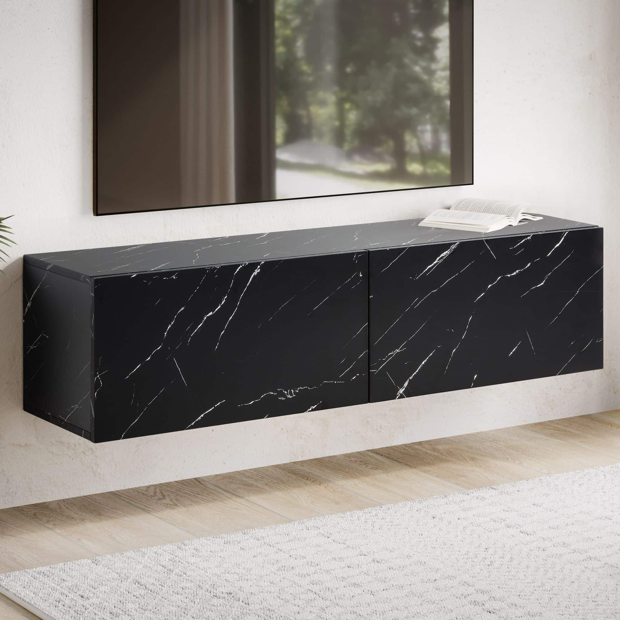Lowboard Hängend Marmor-Optik Schwarz 120x30x30 cm TV-Schrank Lowboard Hängend Marmor-Optik Schwarz 120x30x30 cm TV-Schrank