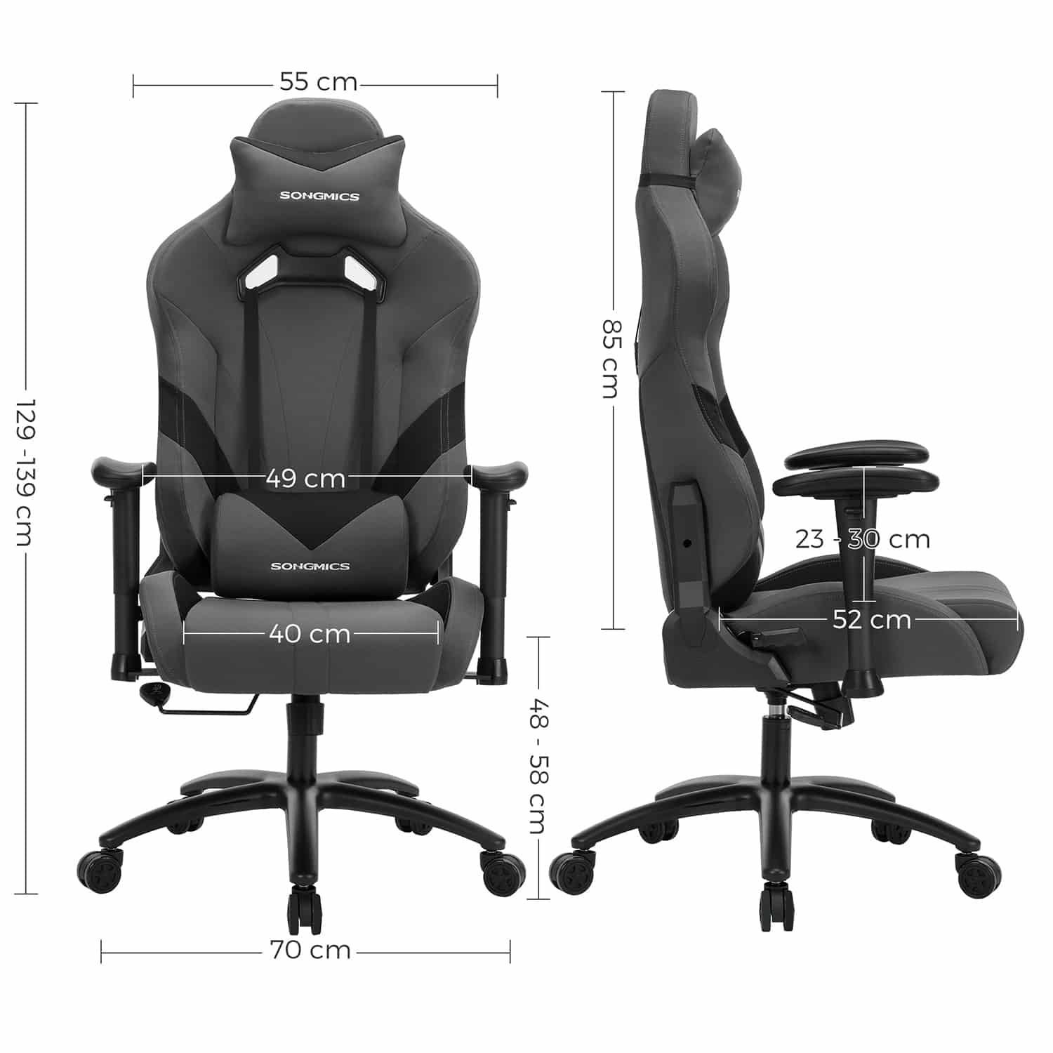 Gamingstuhl mit Lendenkissen Grau-B34RCG13G Gamingstuhl mit Lendenkissen Grau-B34RCG13G