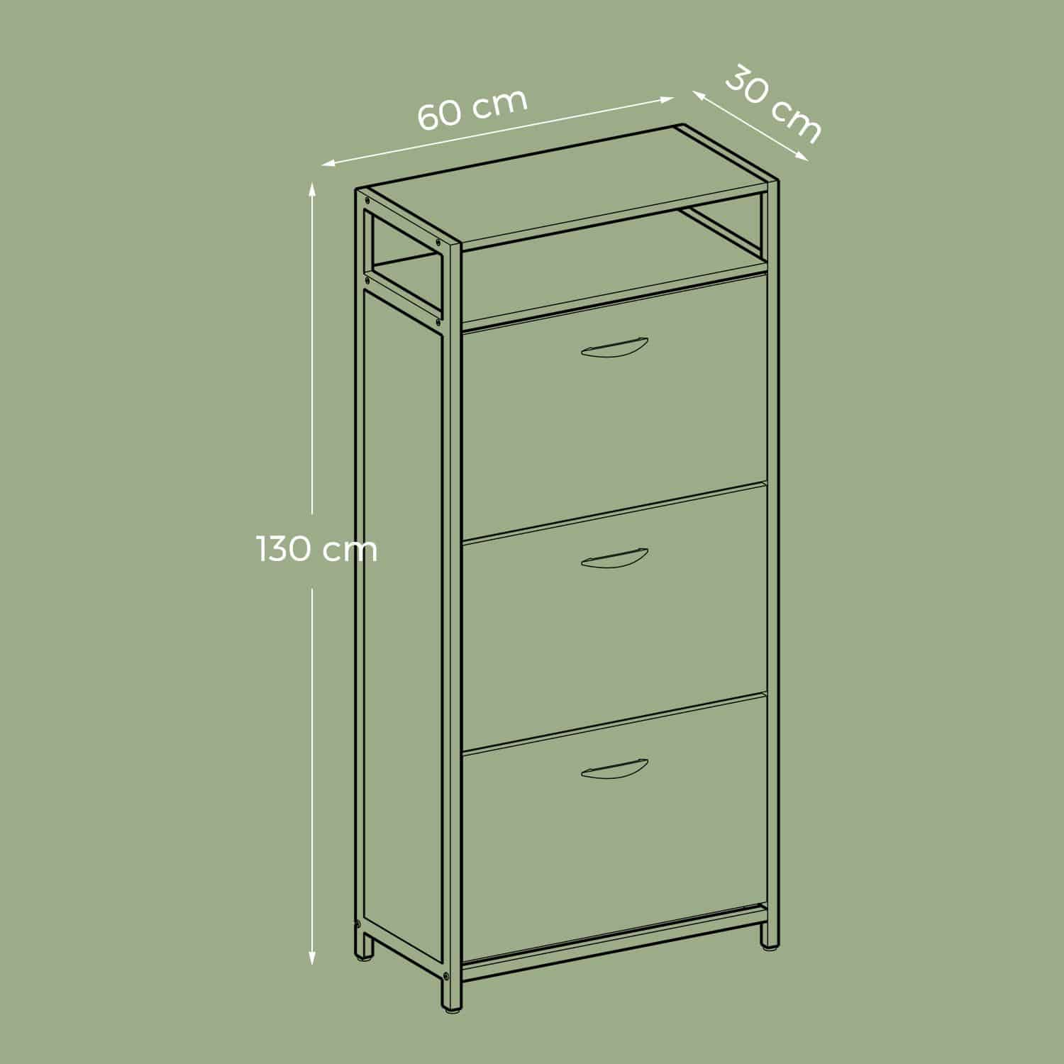 Schuhschrank mit 3 Klappen Schuhschrank mit 3 Klappen