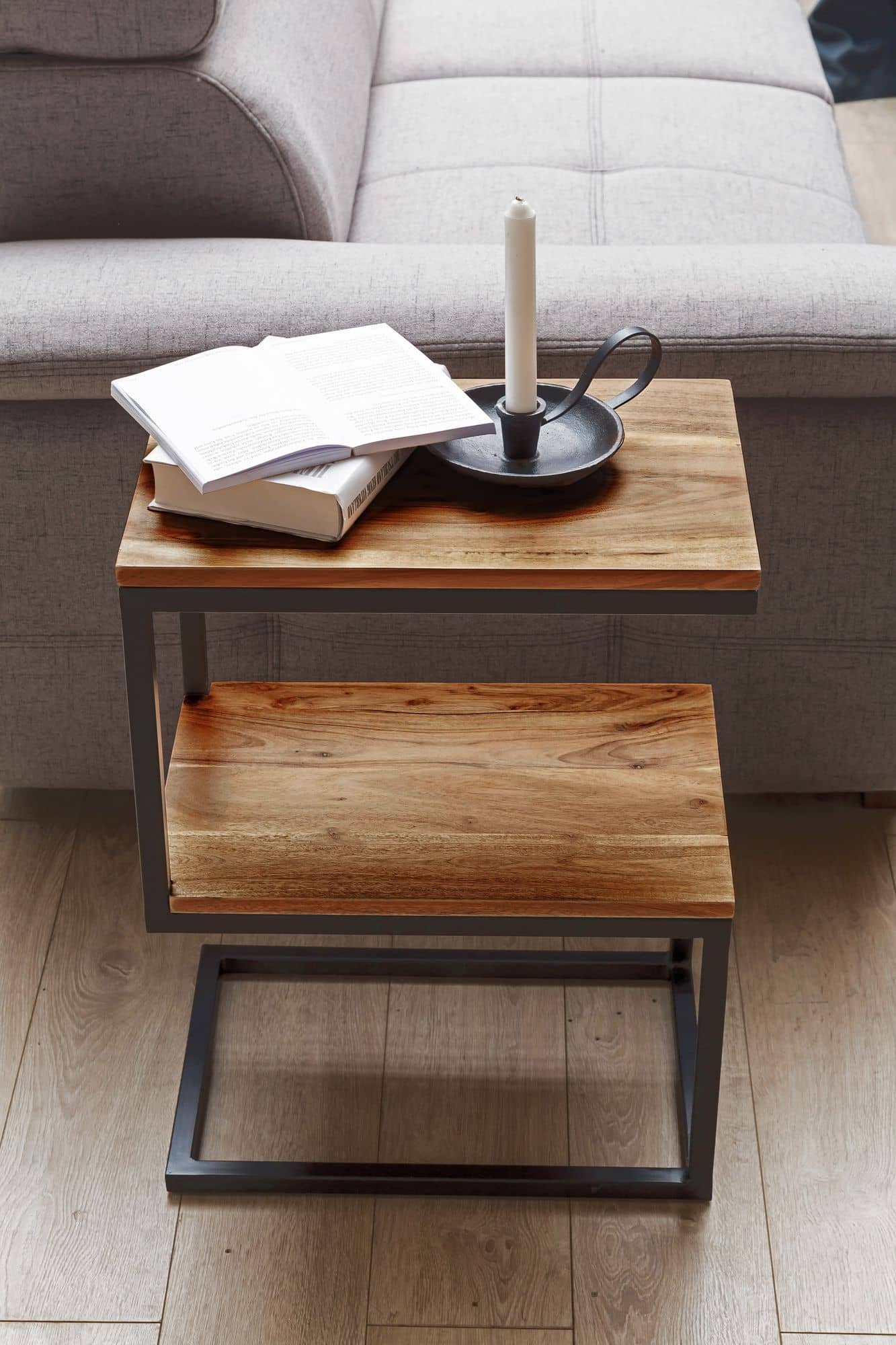 44770-WOHNLING-Beistelltisch-S-Form-Sheesham-45x3_5 Beistelltisch AKOLA S-Form Massiv-Holz Sheesham / Metall 45 x 60 x 30 cm