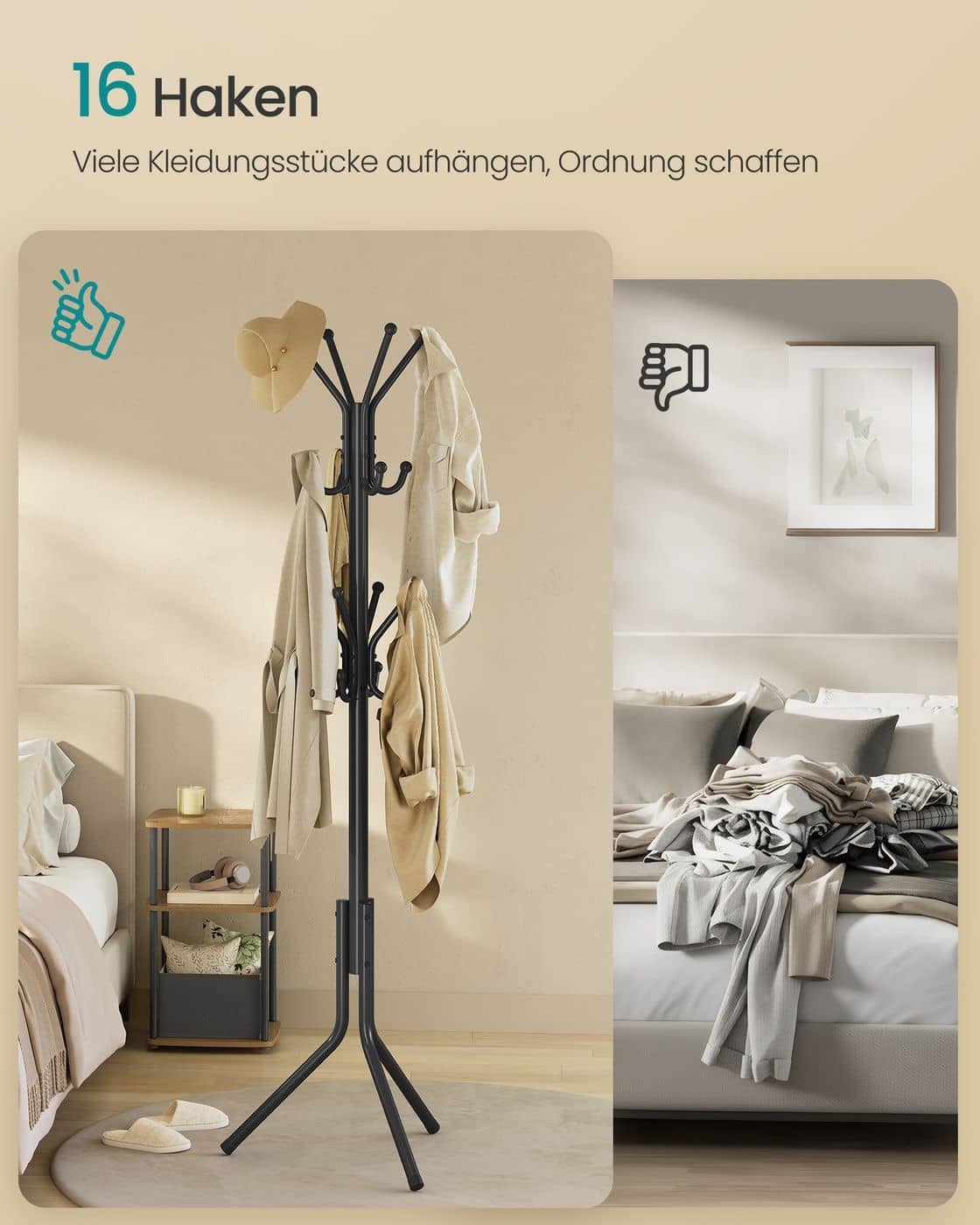 Metall Garderobenständer mit Haken für Kleidung und Accessoires tintenschwarz Metall Garderobenständer mit Haken für Kleidung und Accessoires tintenschwarz