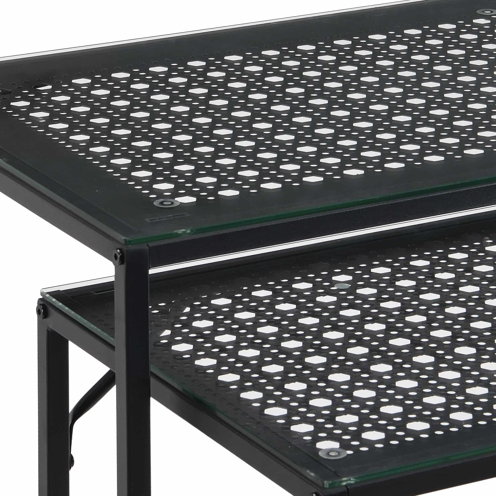 Konsolentisch Set 2er Schwarz Metall mit Glasplatte Konsolentisch Set 2er Schwarz Metall mit Glasplatte