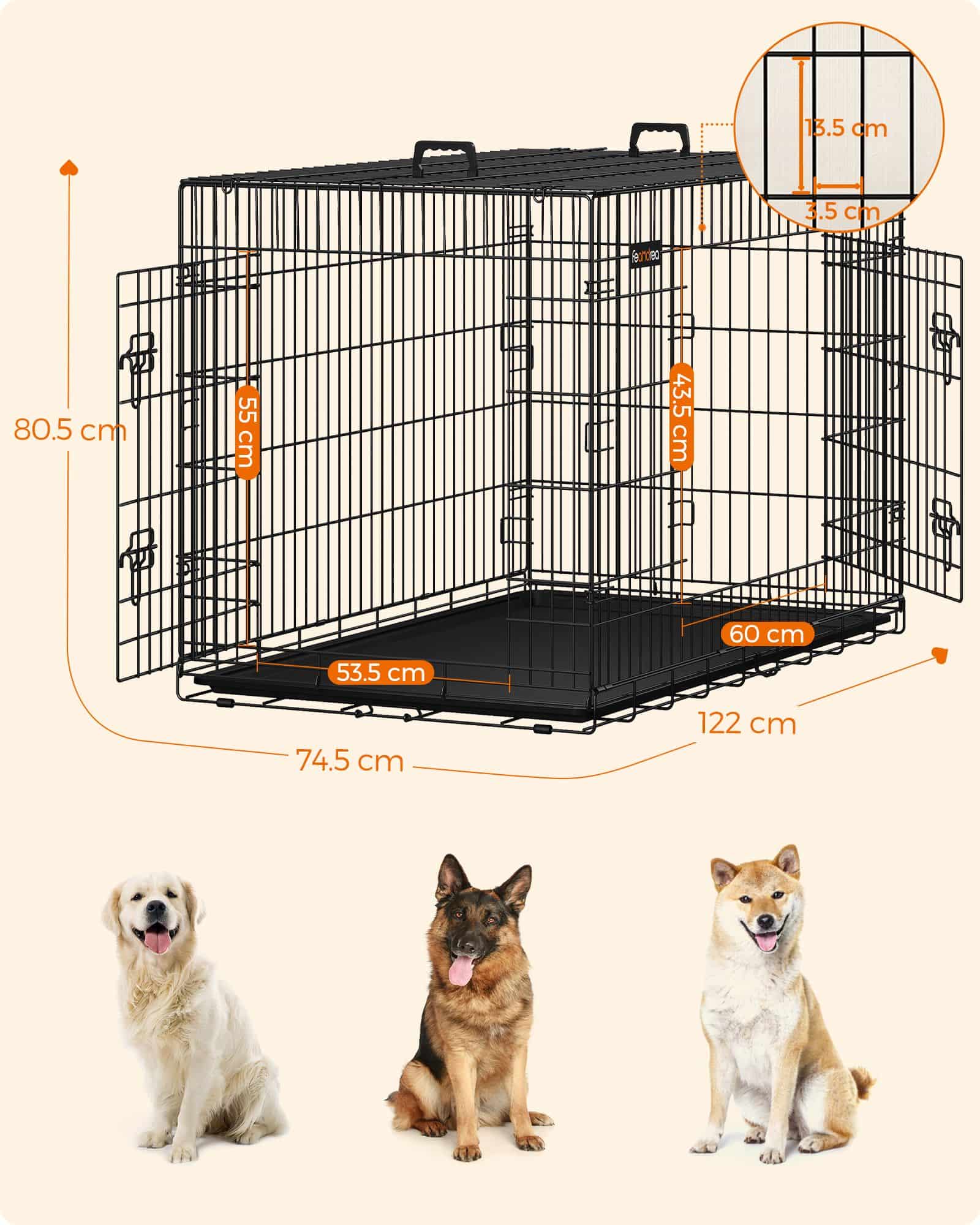 Hundekäfig mit 2 Türen-B34PPD48BK Hundekäfig mit 2 Türen-B34PPD48BK