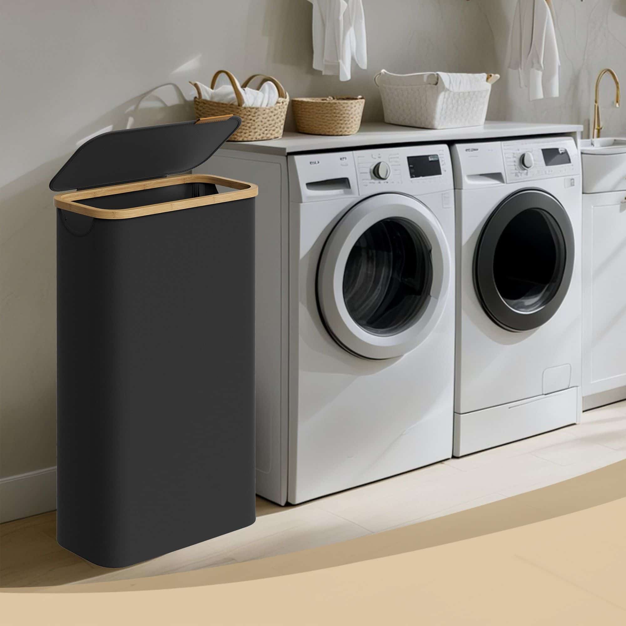 Wäschekorb, Wäschesammler mit Deckel, 65 L