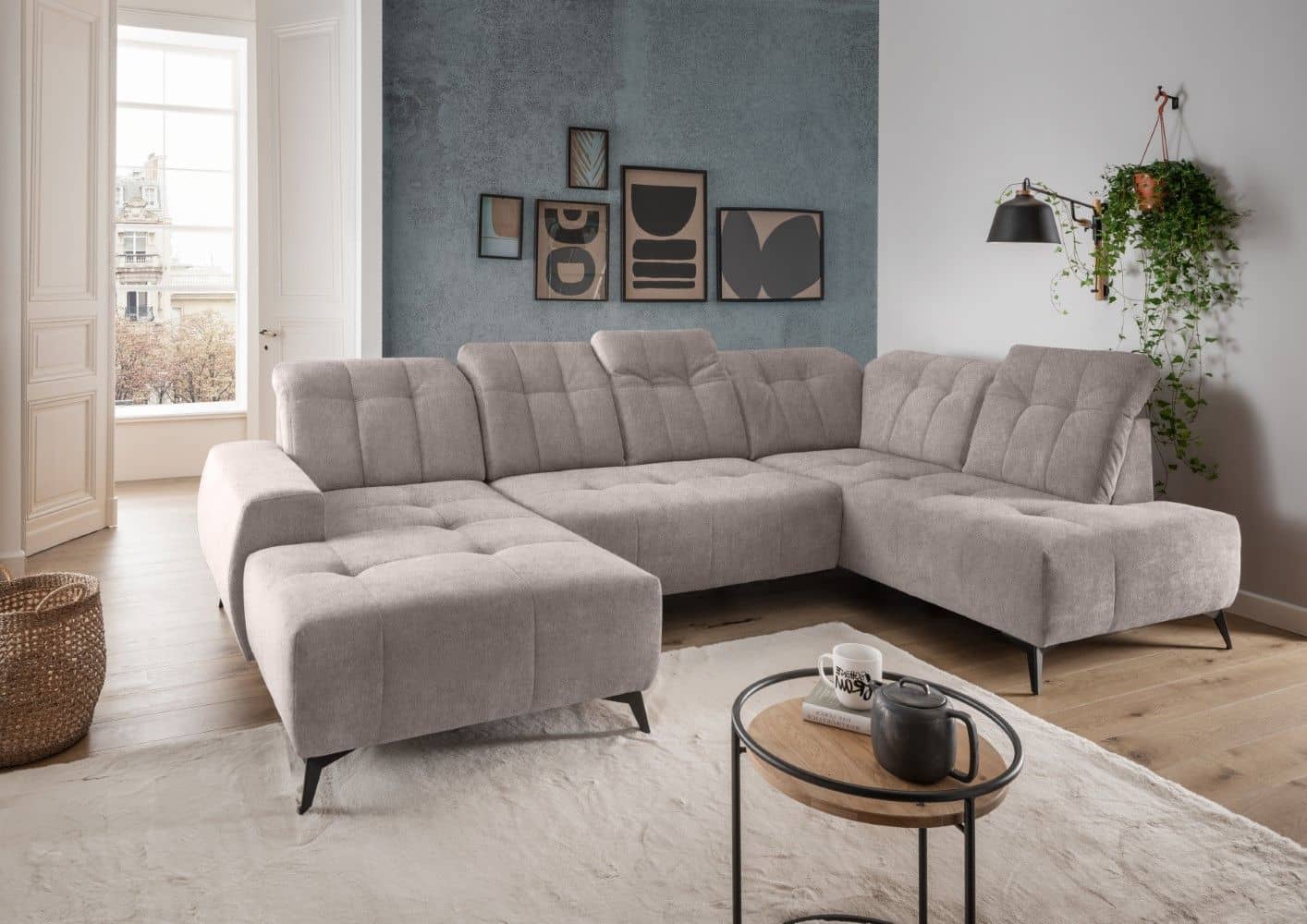 U-Form Wohnlandschaft Sano mit Elektrofunktion von Benformato | Mango 