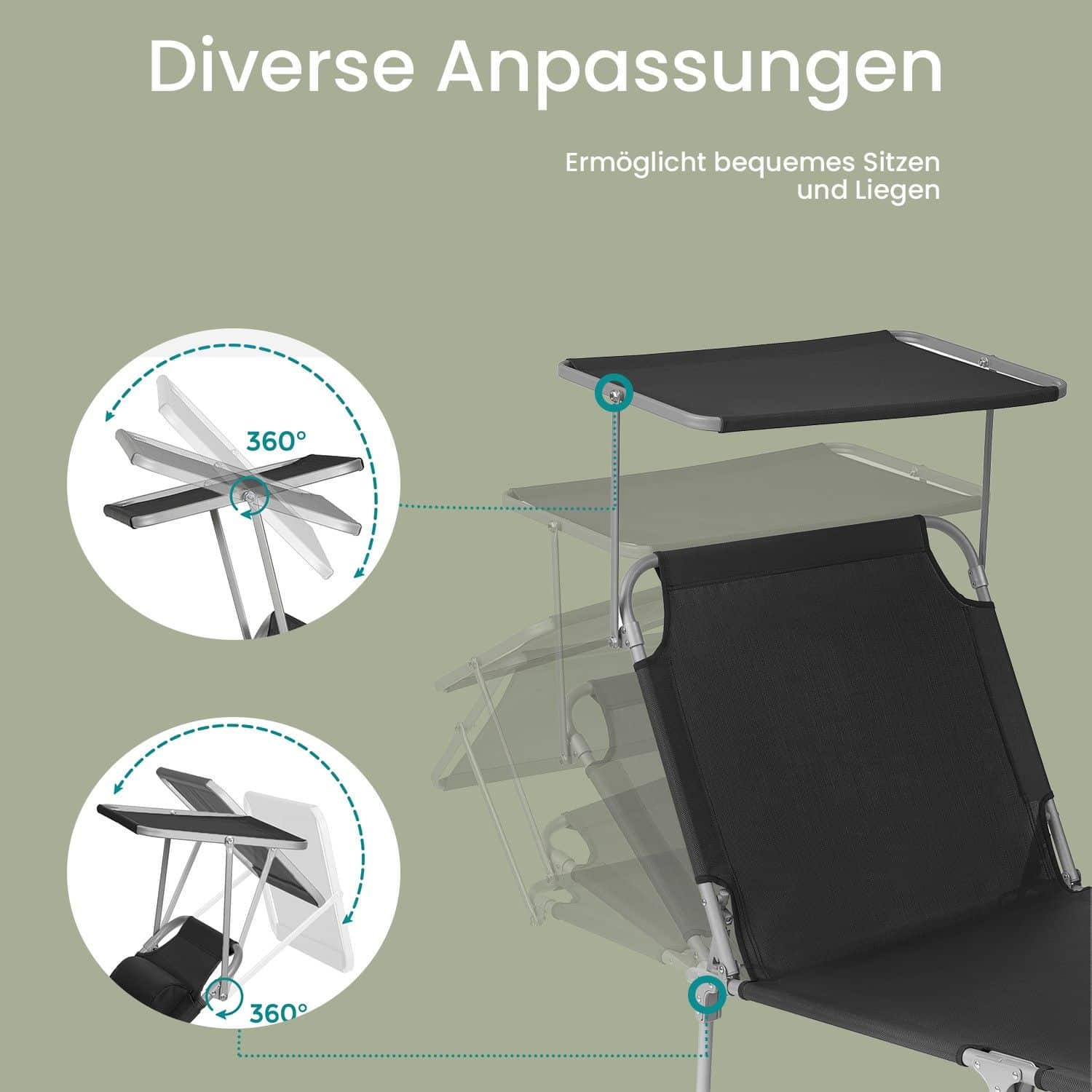 Sonnenliege, klappbarer Liegestuhl, 53 x 193 x 29 cm Sonnenliege, klappbarer Liegestuhl, 53 x 193 x 29 cm