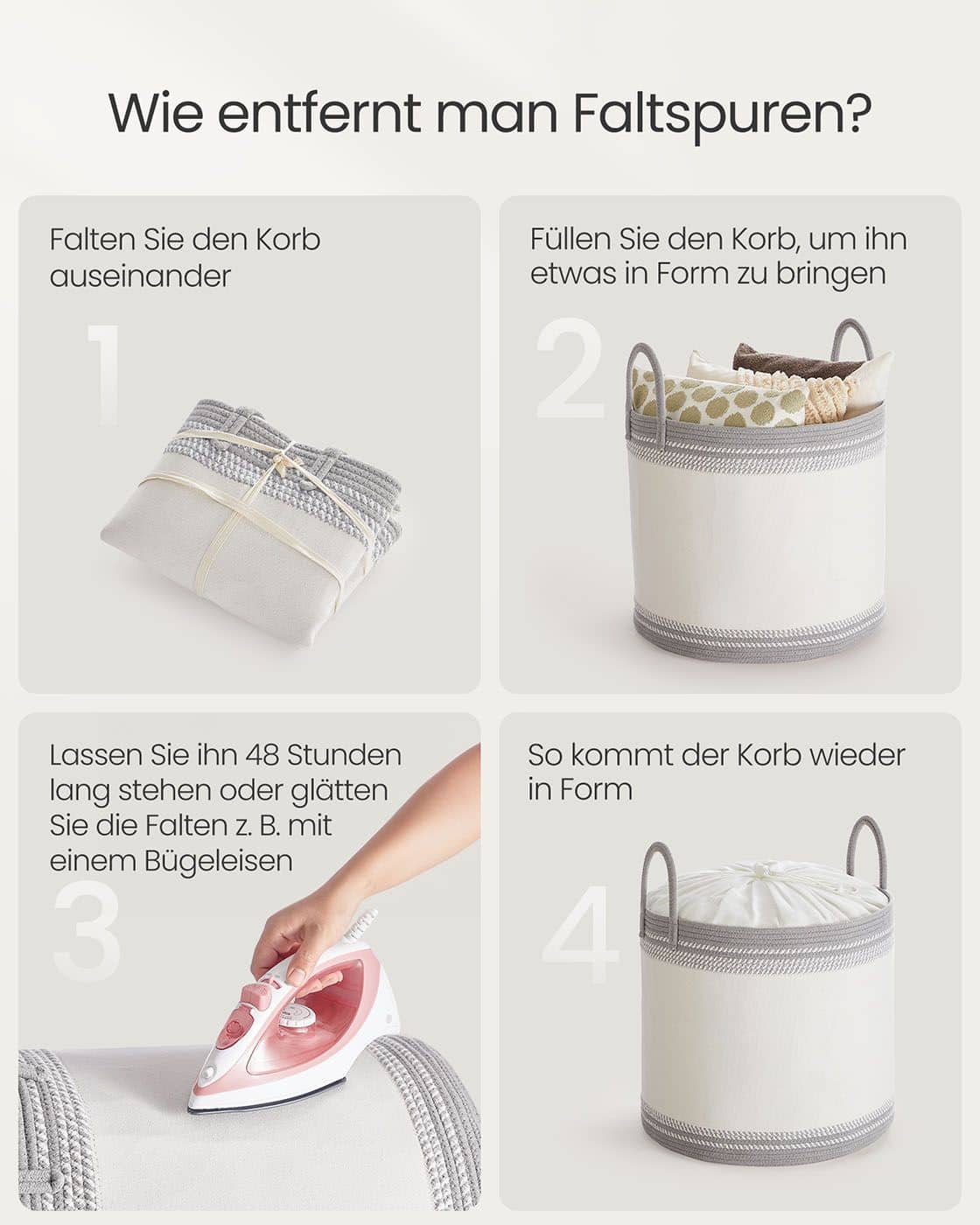 Wäschekorb 90 L mit Deckel & Griff – Taubengrau Wäschekorb 90 L mit Deckel & Griff – Taubengrau