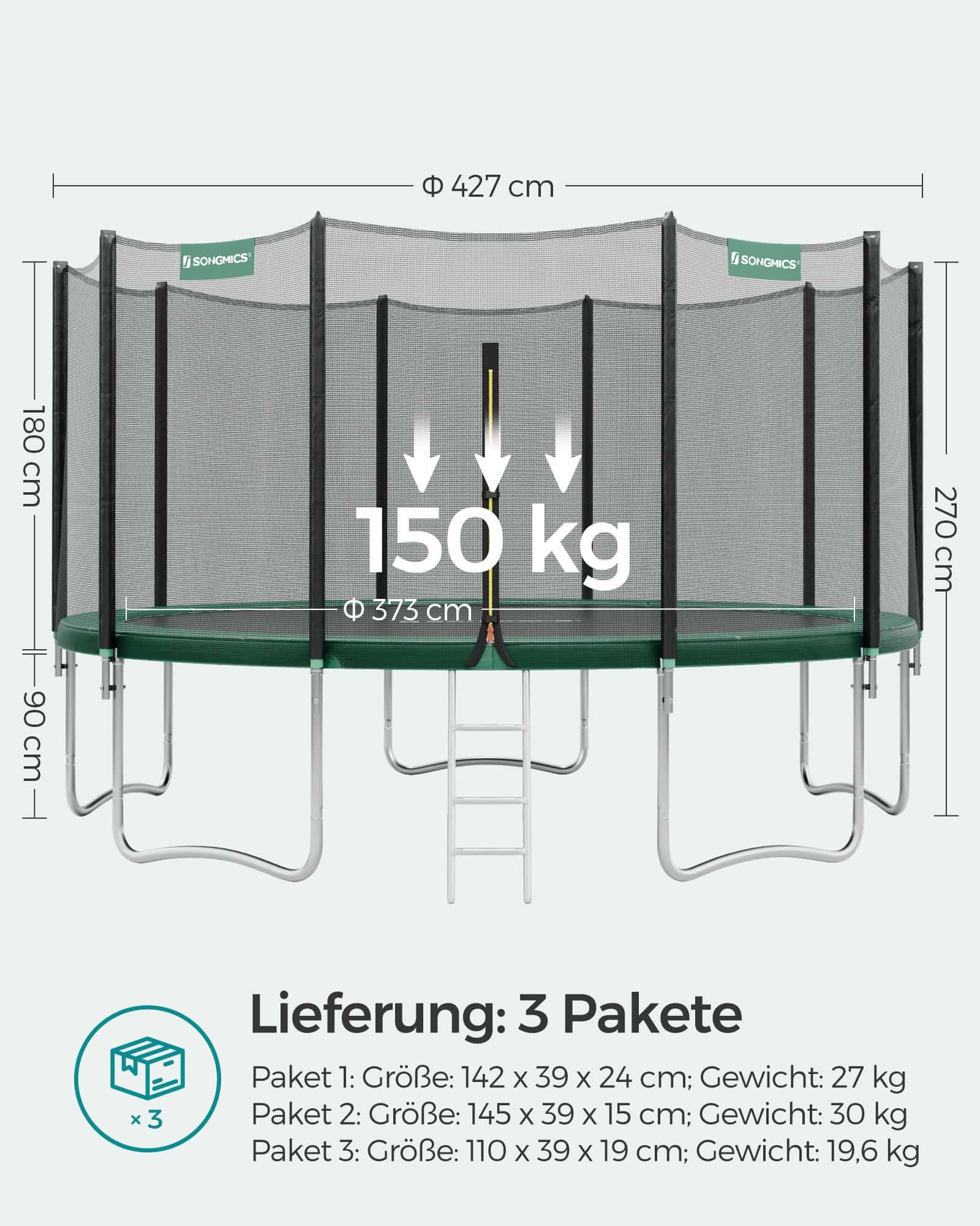 Gartentrampolin Ø 427 cm mit Sicherheitsnetz-STR141C01 Gartentrampolin Ø 427 cm mit Sicherheitsnetz-STR141C01
