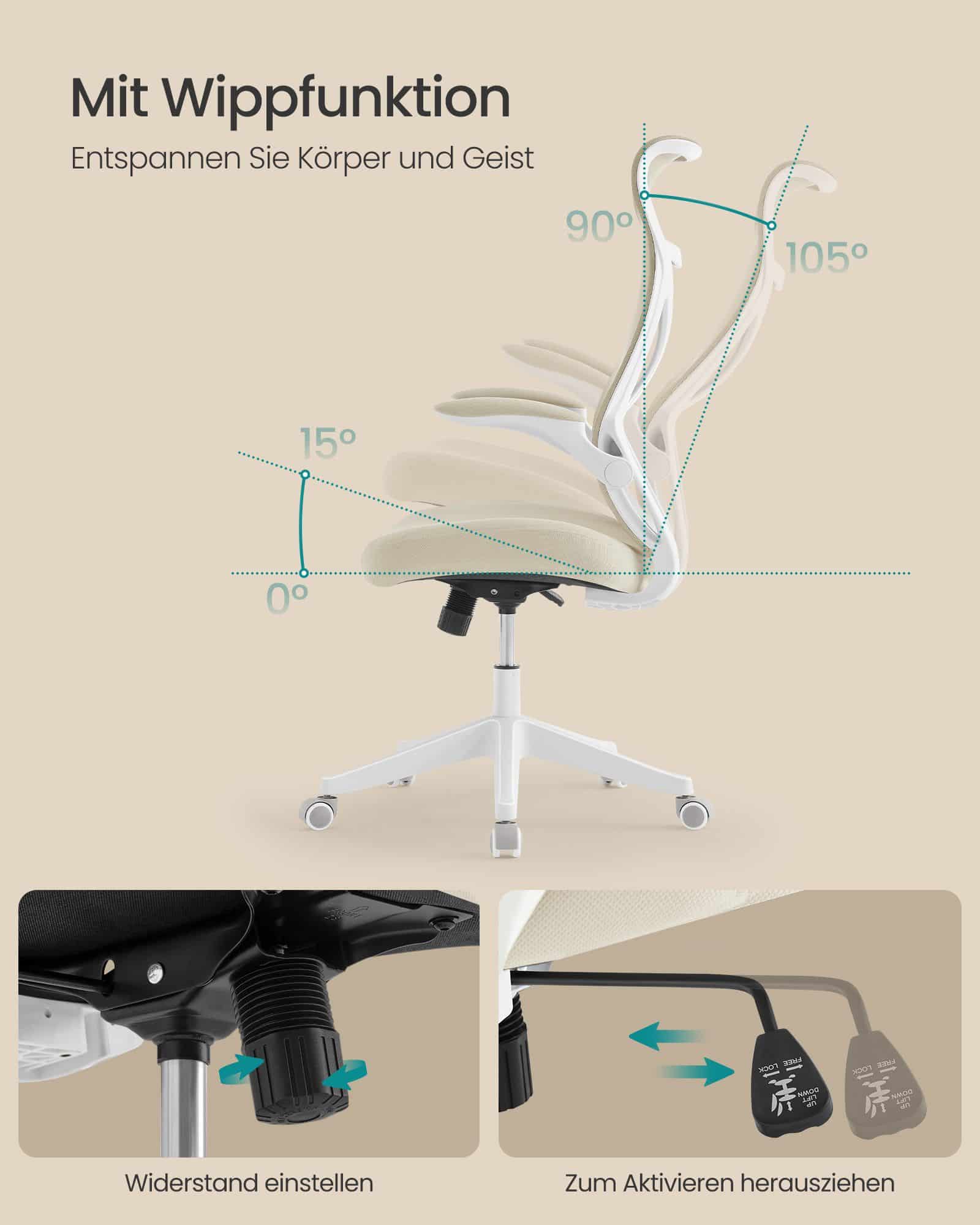 Bürostuhl mit Rückenlehne und Armlehnen cappuccinobeige Bürostuhl mit Rückenlehne und Armlehnen cappuccinobeige
