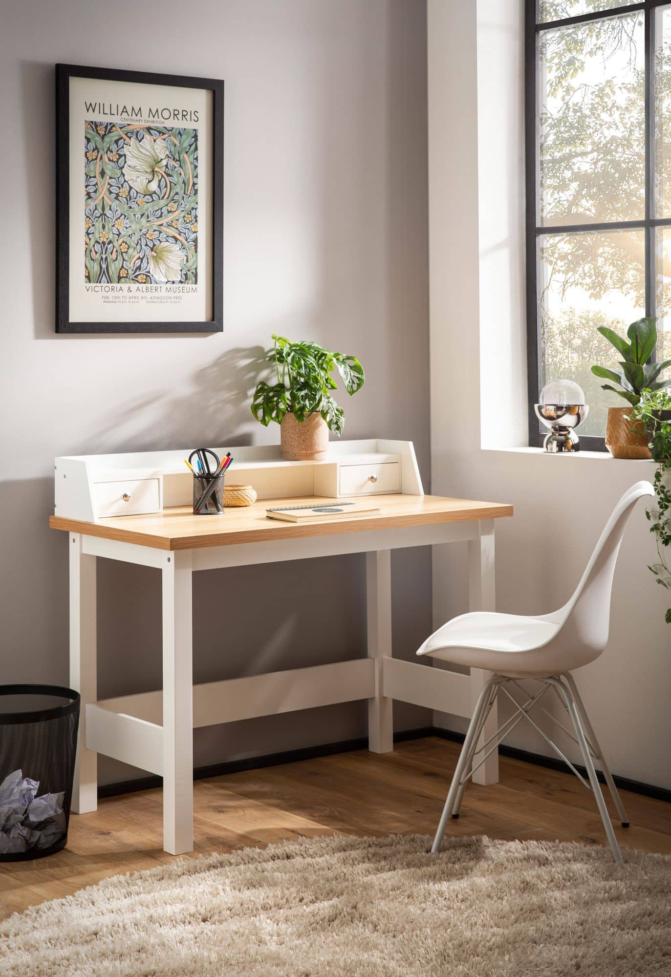 Schreibtisch 106x53x90 cm Weiß Bürotisch mit Schublade Schreibtisch 106x53x90 cm Weiß Bürotisch mit Schublade