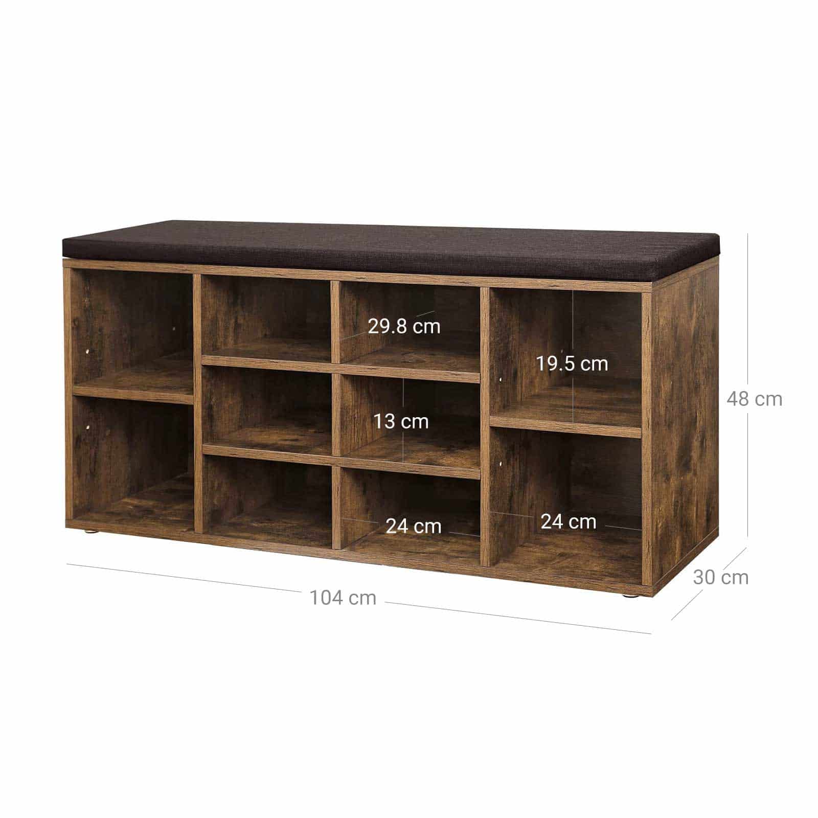 Schuhbank-mit-verstellbaren-Trennwaenden-LHS10BX-6 Schuhbank mit Polsterung