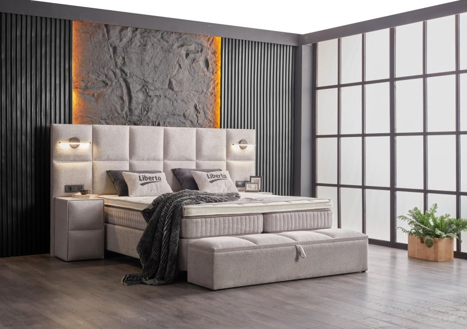 LIBERTA_24771-kopya-Kurtarildi Boxspringbett Liberta: Luxuriöses Schlafgefühl in Creme