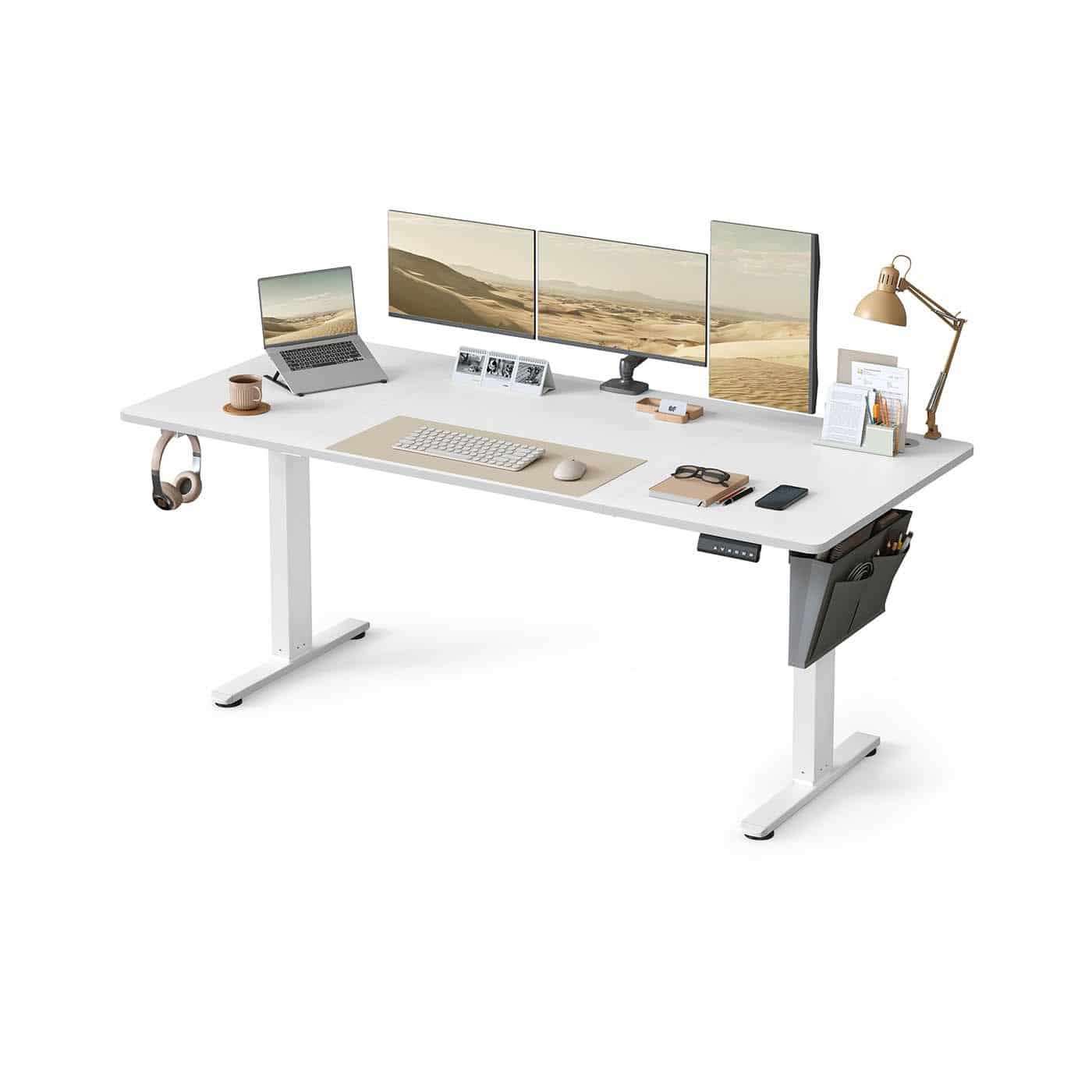 Höhenverstellbarer Schreibtisch elektrisch 180 x 80 cm wolkenweiß Höhenverstellbarer Schreibtisch elektrisch 180 x 80 cm wolkenweiß