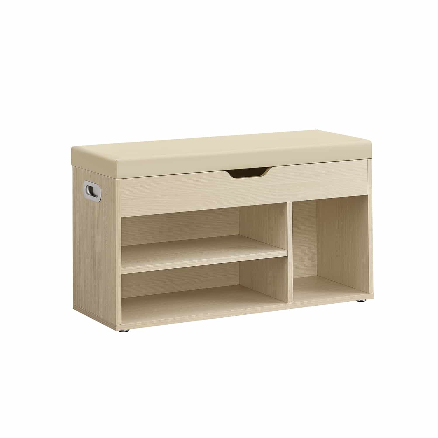 Schuhbank mit 3 offenen Fächern naturbeige Schuhbank mit 3 offenen Fächern naturbeige