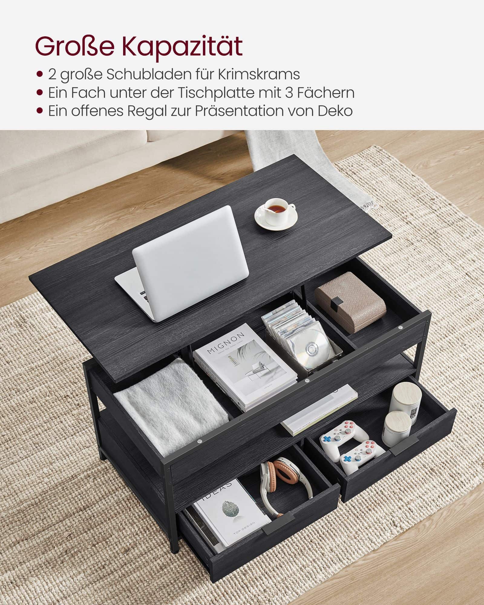 Kaffeetisch offenes Fach anthrazitgrau-tintenschwarz Kaffeetisch offenes Fach anthrazitgrau-tintenschwarz