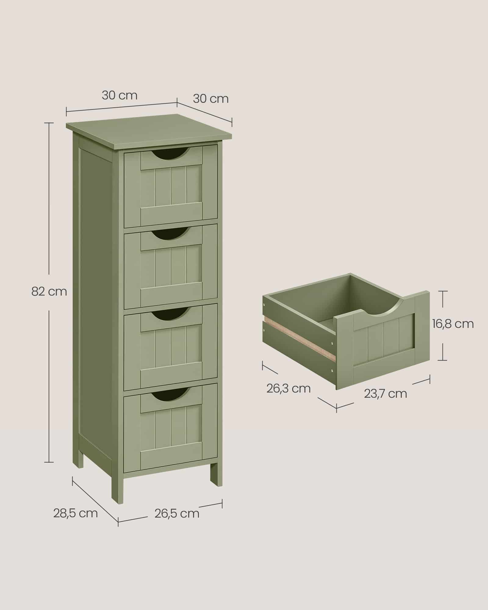 Badezimmerschrank 4 Schubladen 30 x 30 x 82 cm lorbeergrün Badezimmerschrank 4 Schubladen 30 x 30 x 82 cm lorbeergrün
