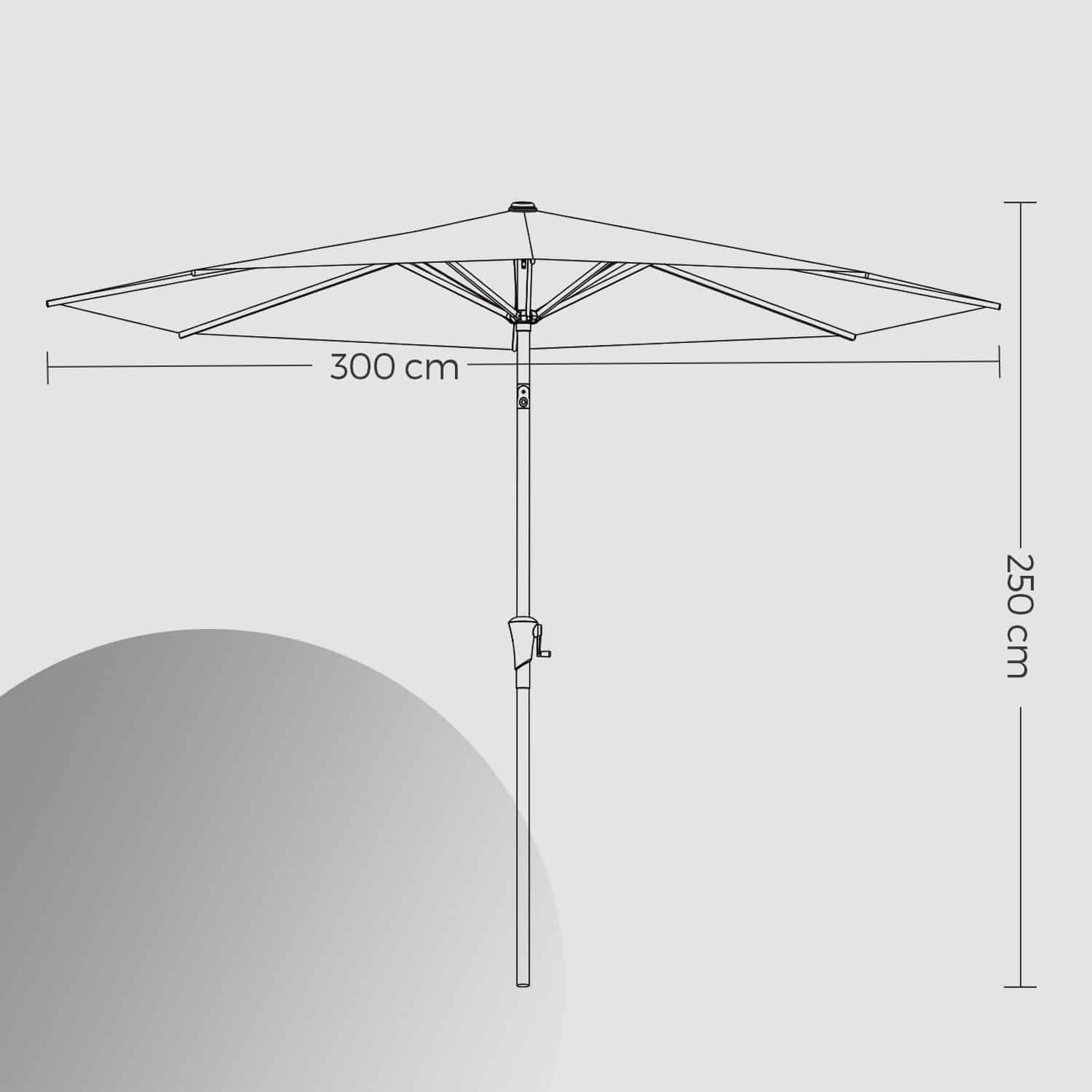 Sonnenschirm 300 cm, UPF 50+, Strandschirm