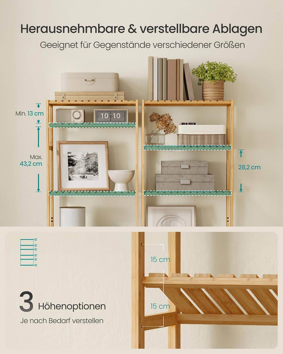 Bambusregal mit sechs Ebenen