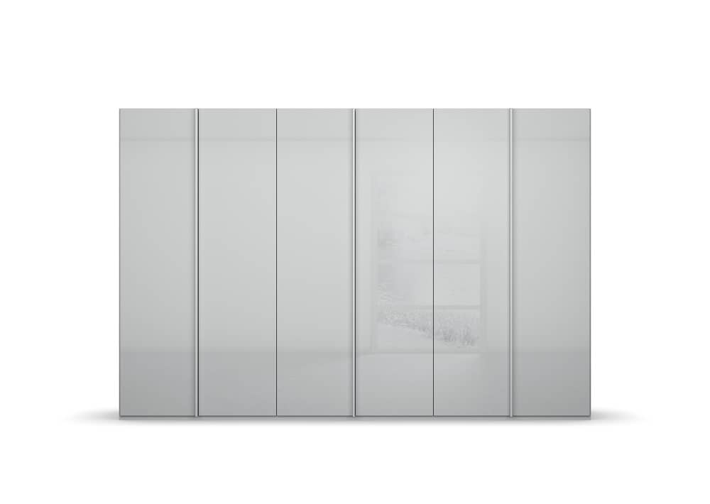 6-türiger Kleiderschrank SKAT Meridian von rauch mit Glasfront - in drei verschiedenen Farbvarianten, alpinweiß, seidengrau, graphit