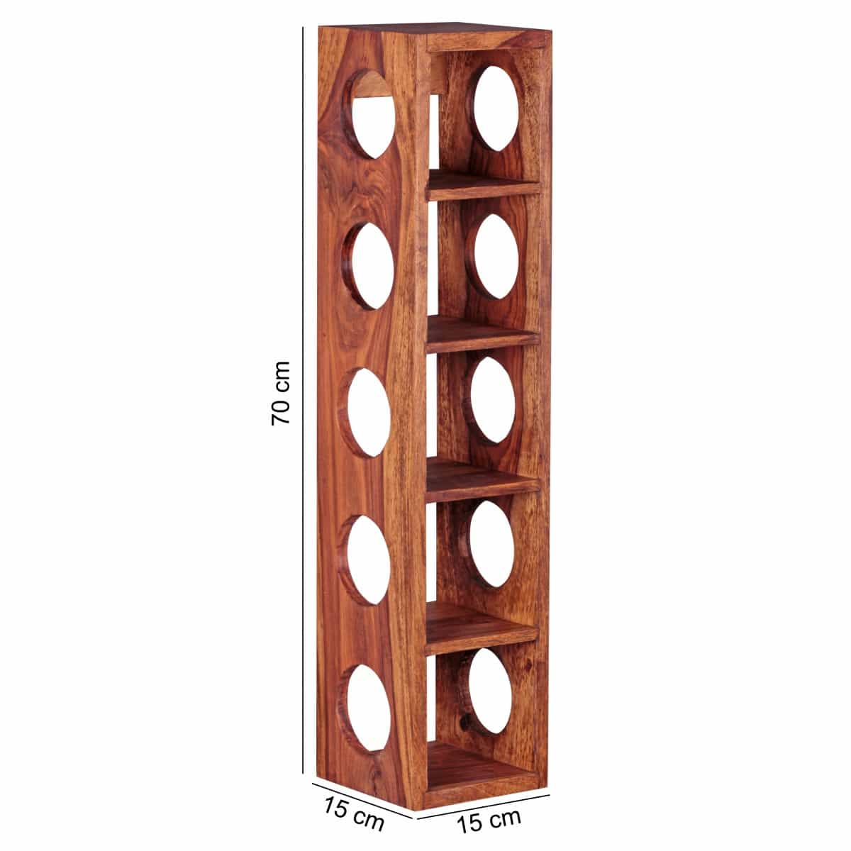 Weinregal MUMBAI Massiv-Holz Sheesham Flaschen-Regal Wandmontage für 5 Flaschen Holzregal modern mit Ablage 70 cm Weinregal MUMBAI Massiv-Holz Sheesham Flaschen-Regal Wandmontage für 5 Flaschen Holzregal modern mit Ablage 70 cm