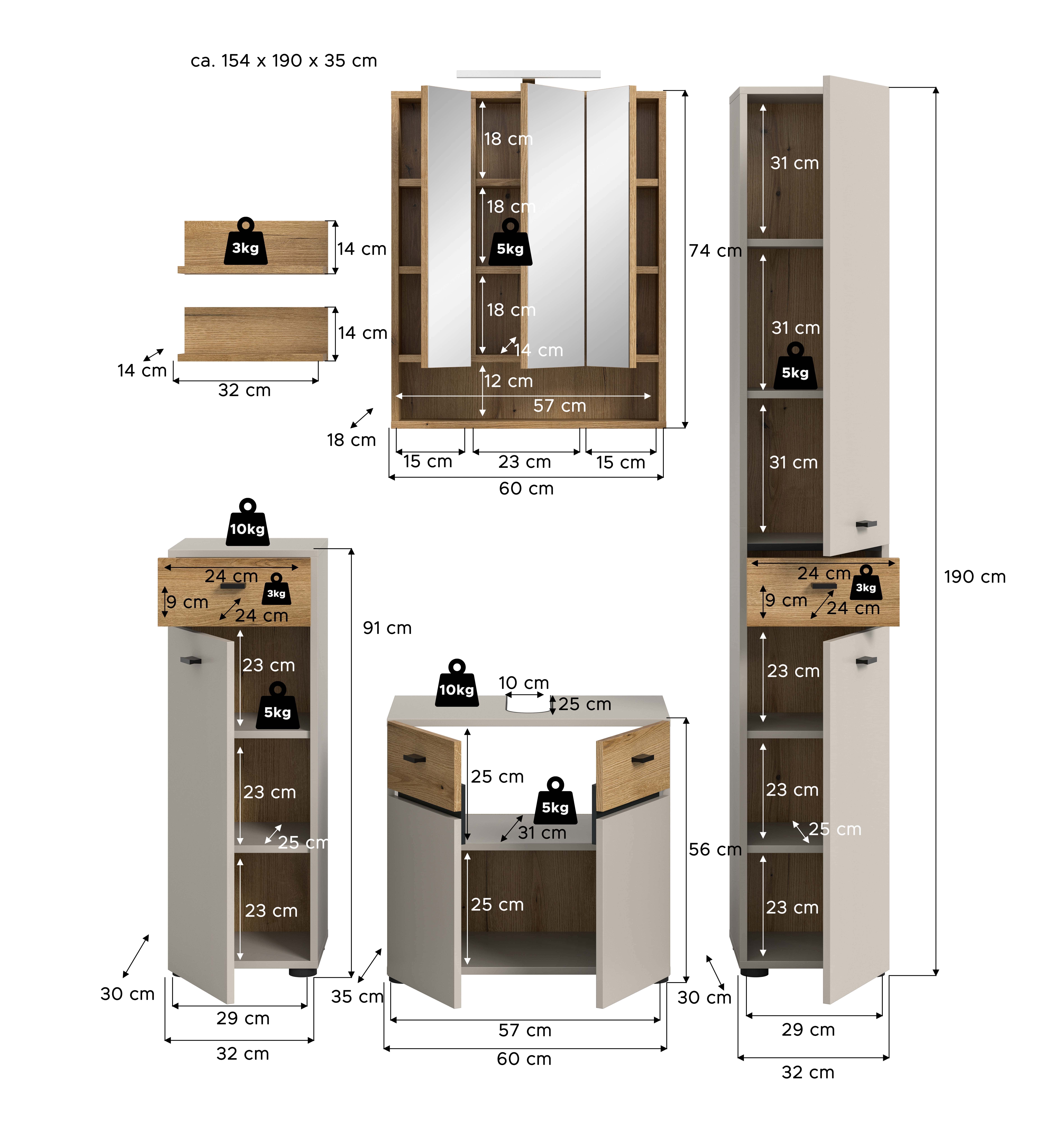 Aqua Badkombination inkl. Beleuchtung Aqua Badkombination inkl. Beleuchtung
