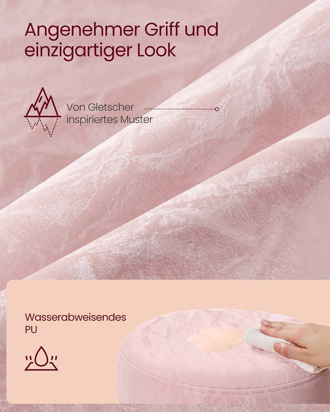 Höhenverstellbarer und 360° drehbarer Schminkhocker pastellrosa Höhenverstellbarer und 360° drehbarer Schminkhocker pastellrosa