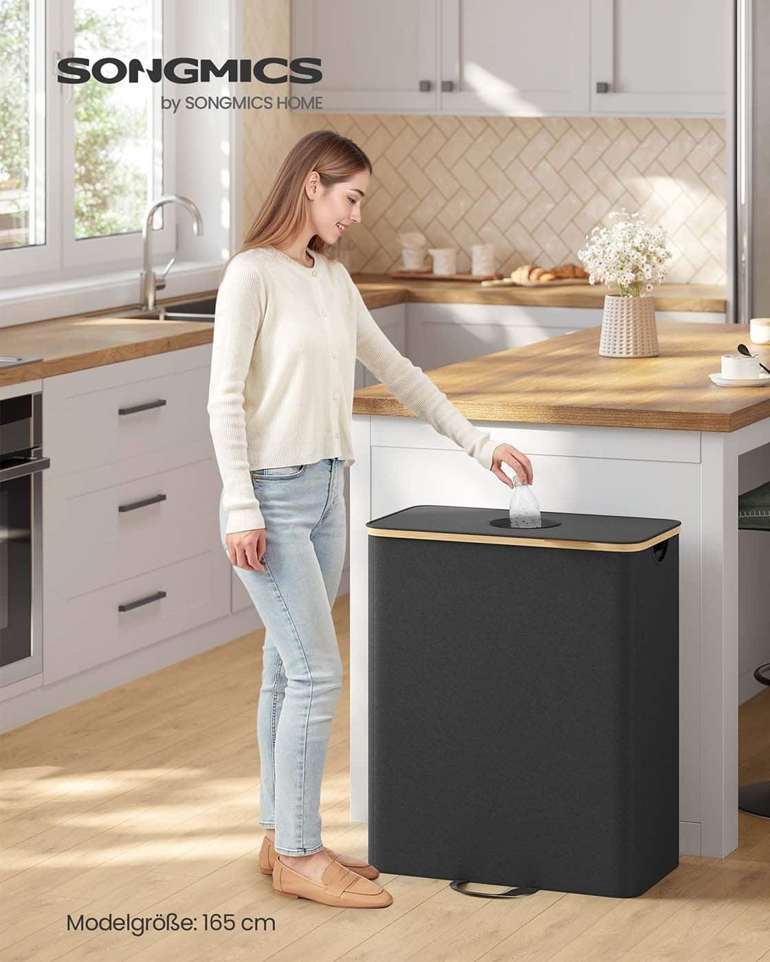 Pfandflaschen-Sammelbehälter 135 L tintenschwarz-naturbeige