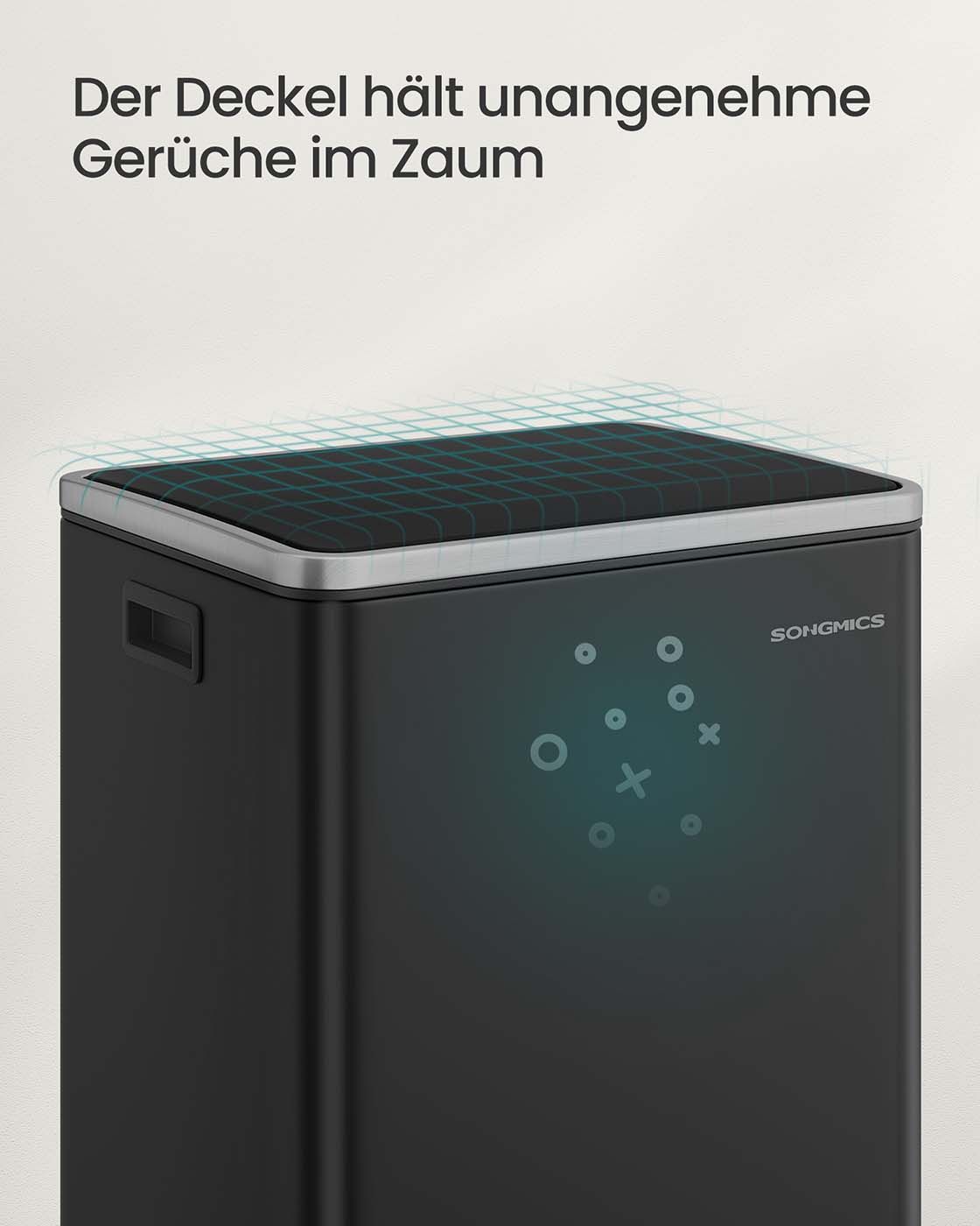Mülleimer 50 L mit Deckel und Griffen tintenschwarz