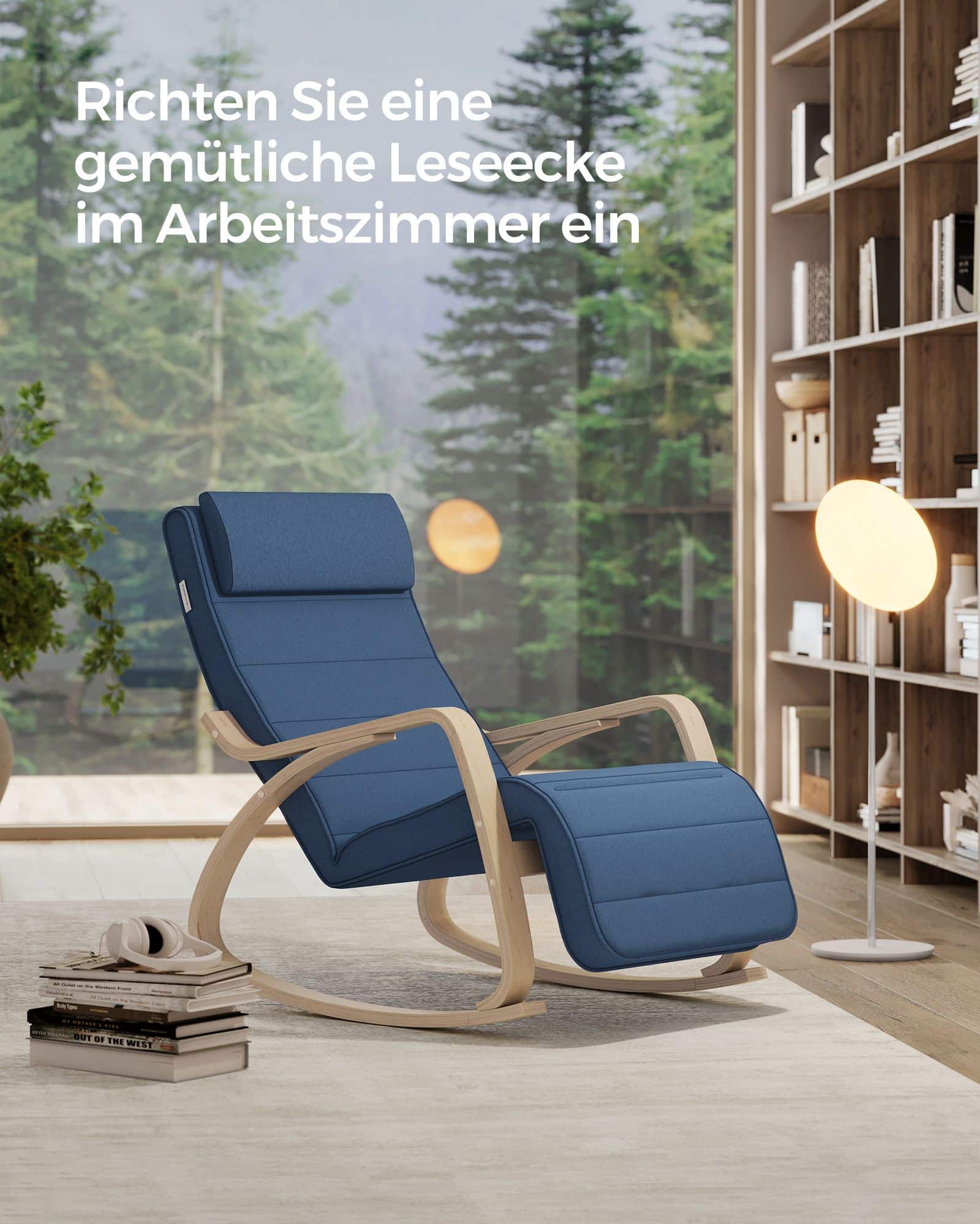 Schaukelstuhl mit Armlehnen aus Birkenholz mitternachtsblau-naturfarben-LYY010Q01 Schaukelstuhl mit Armlehnen aus Birkenholz mitternachtsblau-naturfarben-LYY010Q01