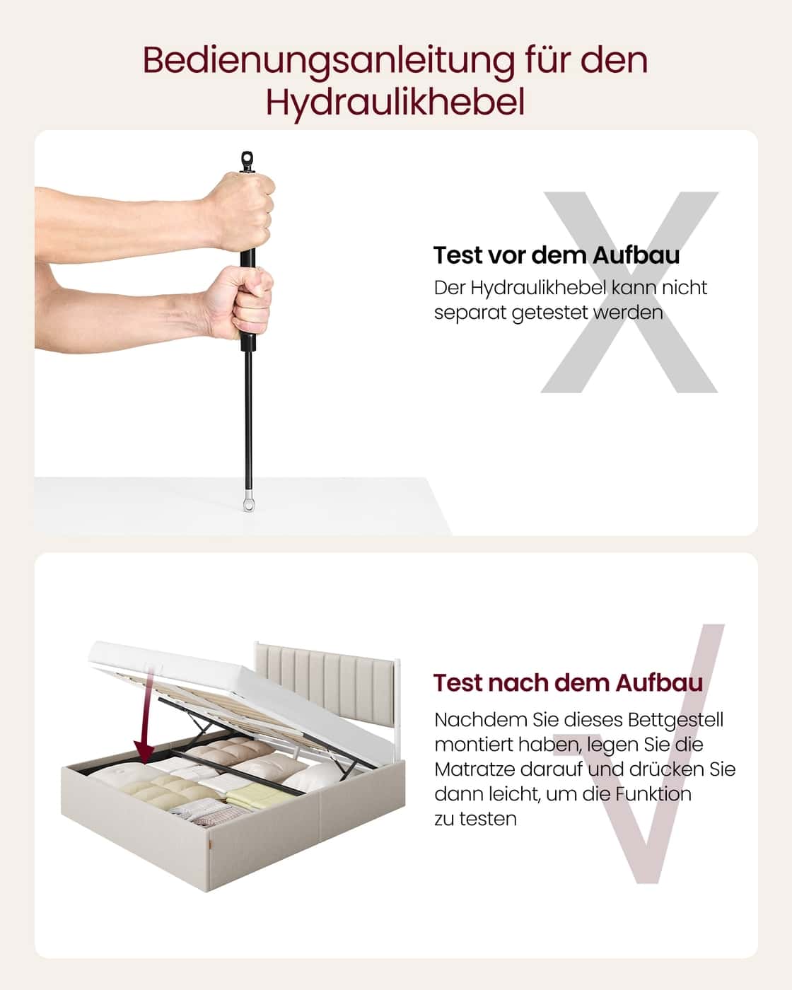 Bettgestell 160 x 200 cm mit Unterbettaufbewahrung Kopfteil cappuccinobeig Bettgestell 160 x 200 cm mit Unterbettaufbewahrung Kopfteil cappuccinobeig