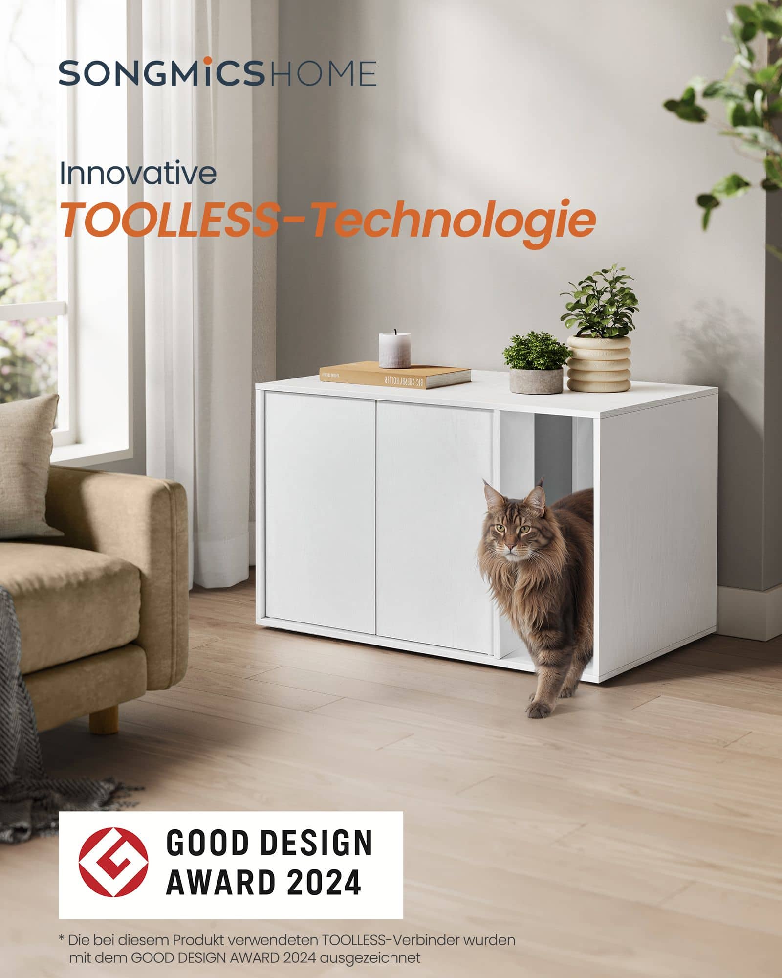 Katzenklo-Schrank mit Push-to-Open Türen für große Katzen Katzenklo-Schrank mit Push-to-Open Türen für große Katzen