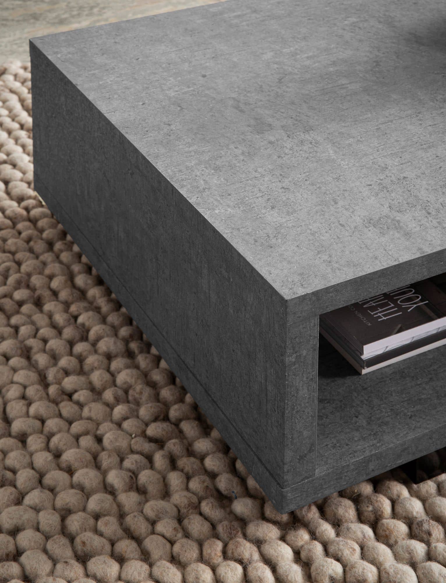 Couchtisch 100x50x25 cm Grau Sofatisch in Beton-Optik Modern