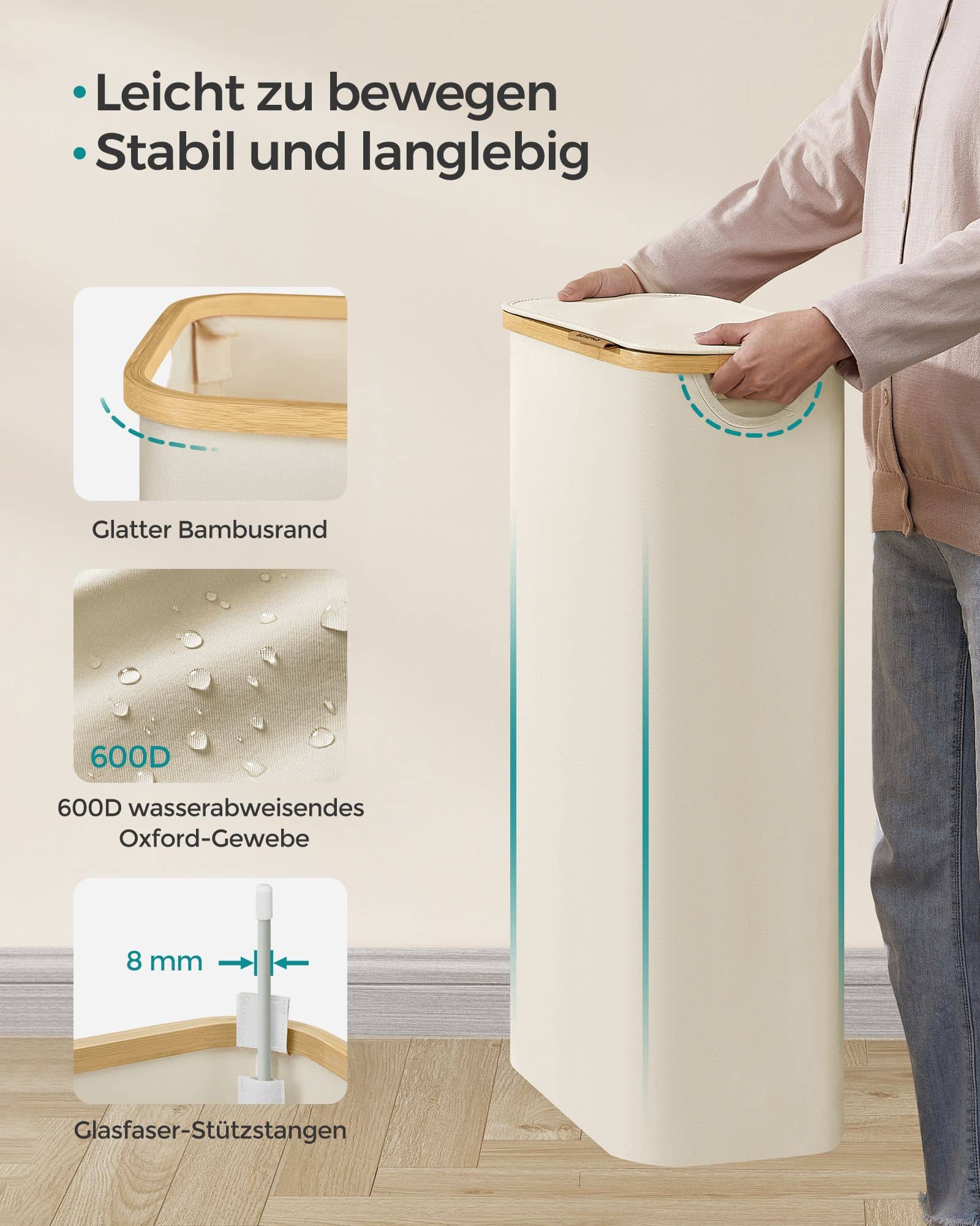 Wäschekorb 60 Liter mit Deckel weiß Wäschekorb 60 Liter mit Deckel weiß